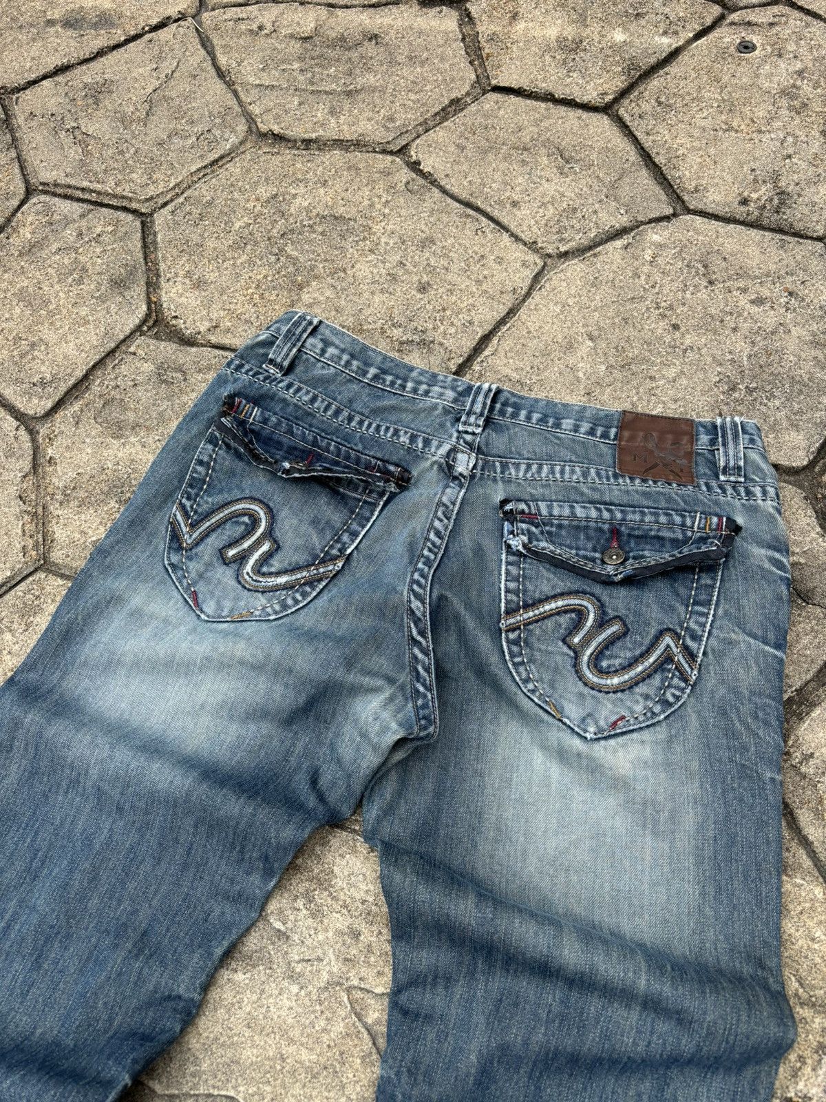 Marc Ecko × Vintage Crazy Y2K Marc Ecko Affliction Style Embroidered Rave Jeans Size US 34 / EU 50 - 5 Thumbnail