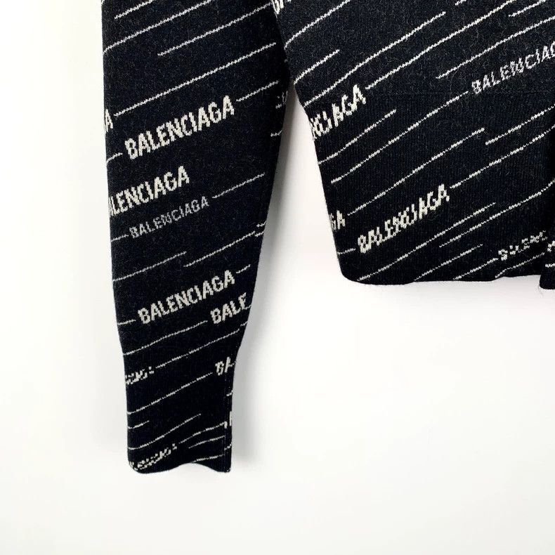 Balenciaga Balenciaga Black logo monogrammed wool crew neck long-slee Size S / US 4 / IT 40 - 4 Thumbnail