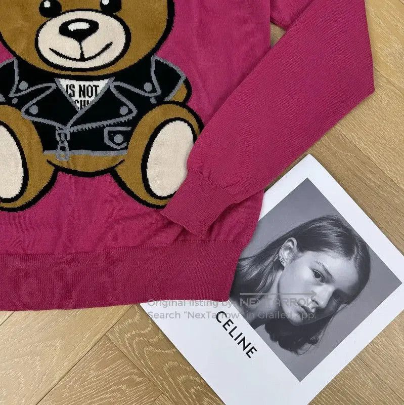 Moschino Moschino Pink Bear Graphic Pullover Sweater . Size M / US 6-8 / IT 42-44 - 3 Thumbnail