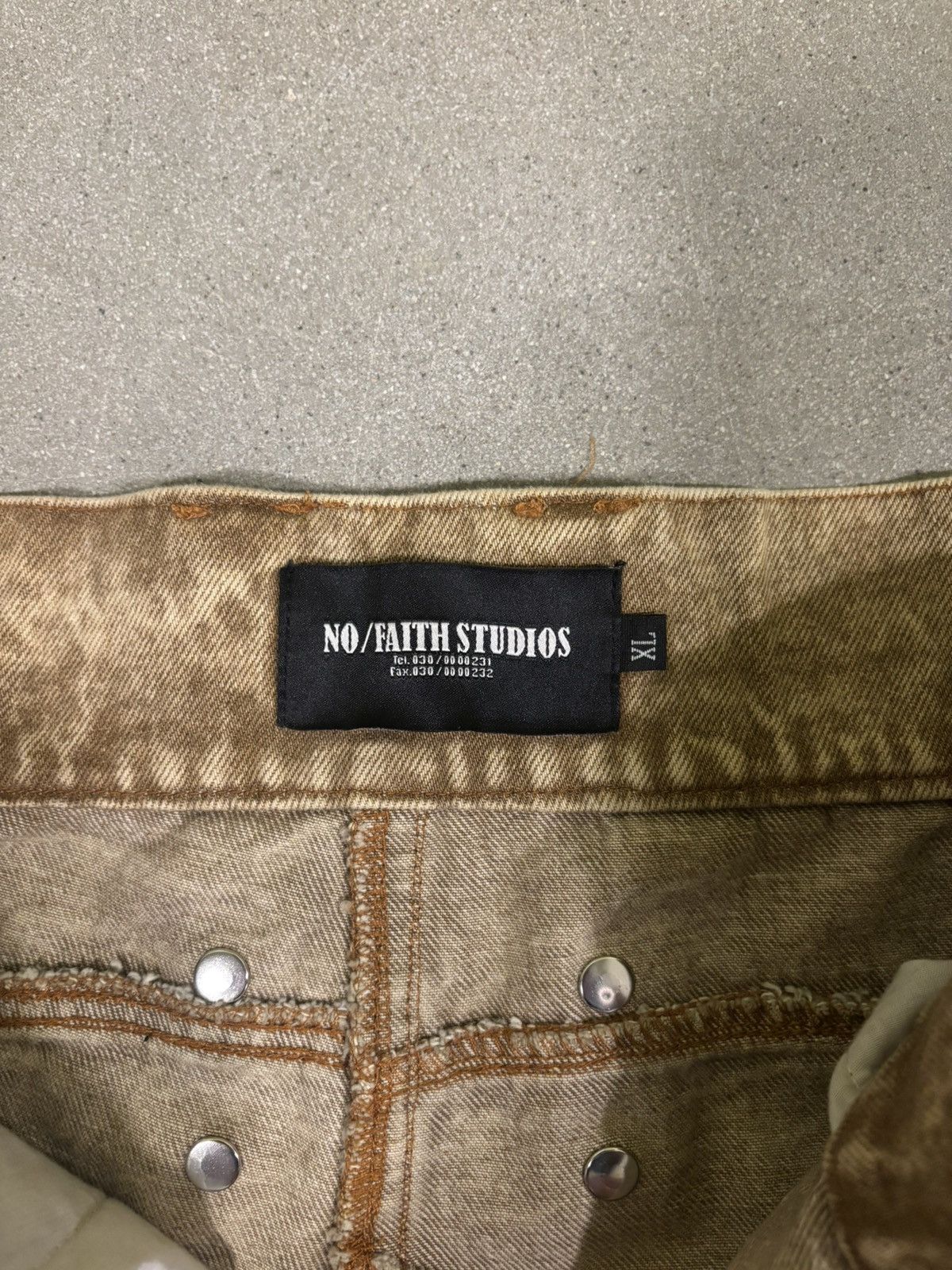 No Faith Studios No Faith Studios Beige Baggy Heavy Cargo Size US 35 - 3 Thumbnail
