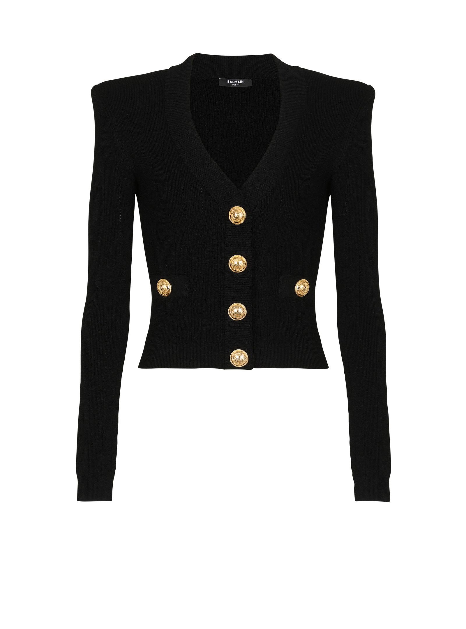 Balmain o1loc1c0526 Cropped cardigan in Black Size S / US 4 / IT 40 - 1 Thumbnail