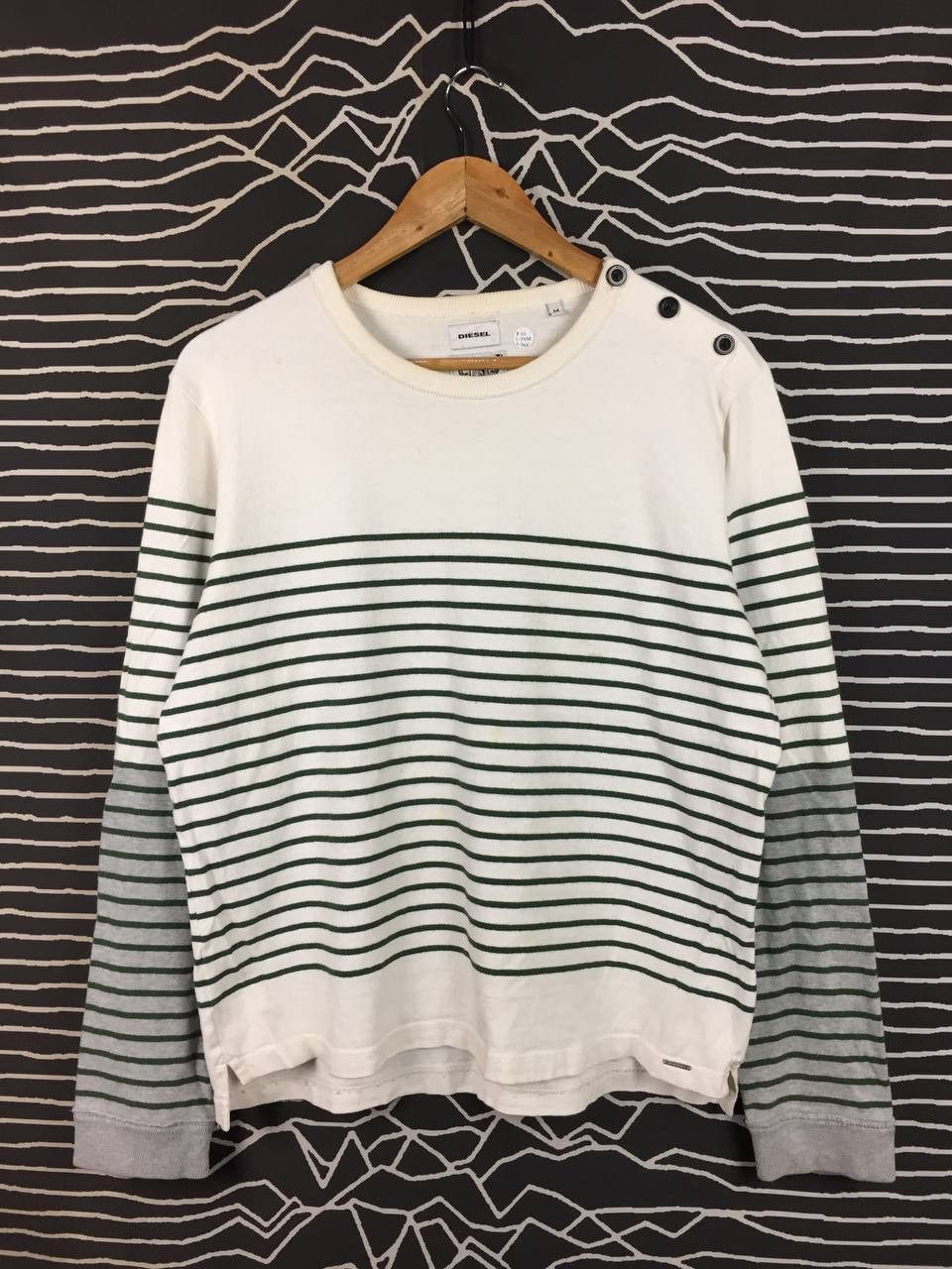 Diesel Diesel Proud And Free Breton Nautical Stripe Long Sleeve Tee Size US M / EU 48-50 / 2 - 1 Thumbnail
