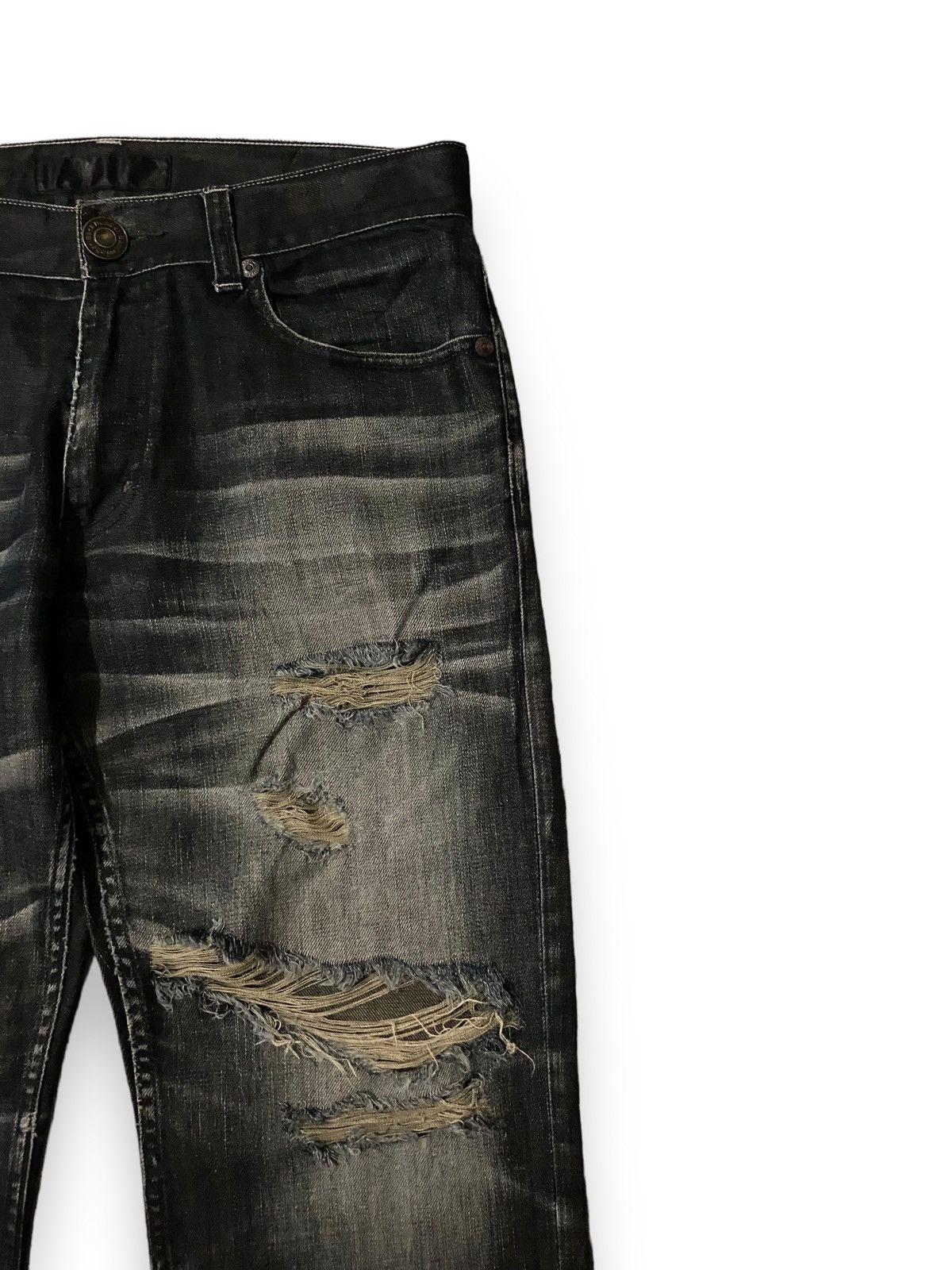 Japanese Brand Vintage Japan Back Number Black Wash Distressed Jeans Denim Size US 35 - 6 Thumbnail