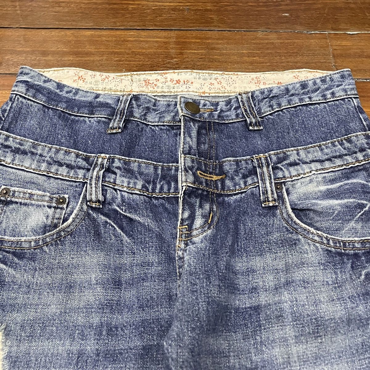 Japanese Brand × Vintage Rare Vintage Japanese Brand Sukajan Double Waist Jeans 1990s Size US 31 - 3 Thumbnail