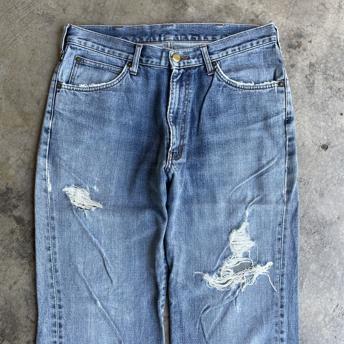 Wrangler 🔥Vintage Wrangler W0344 Washed Ripped Distress Denim Jeans Size US 33 - 2 Thumbnail