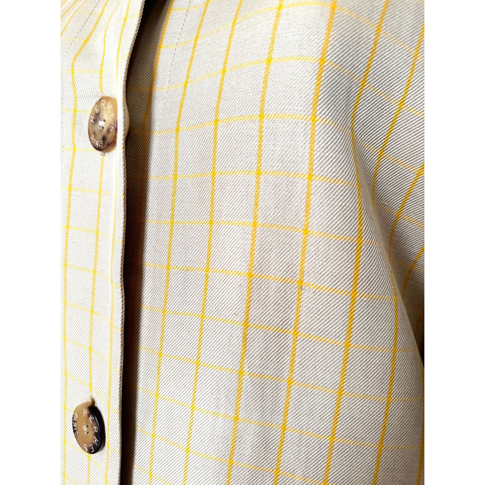 Hermes Beige & Yellow Checkered Coat – Mid Season Size M / US 6-8 / IT 42-44 - 5 Thumbnail