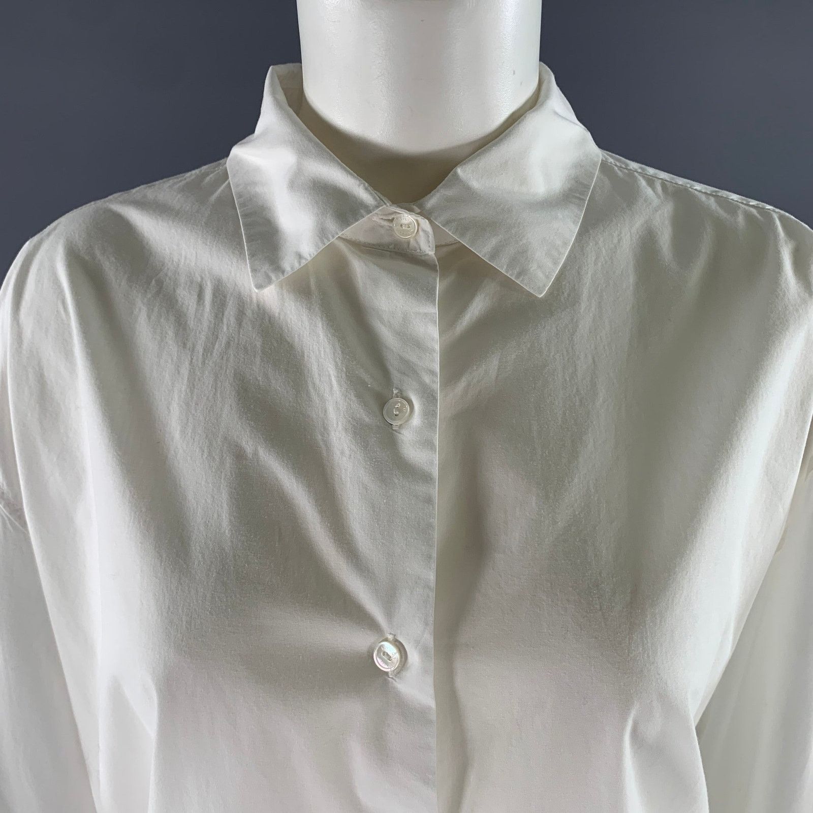 Nili Lotan NILI LOTAN Size M White Cotton Relaxed Fit Shirt Size M / US 6-8 / IT 42-44 - 2 Thumbnail