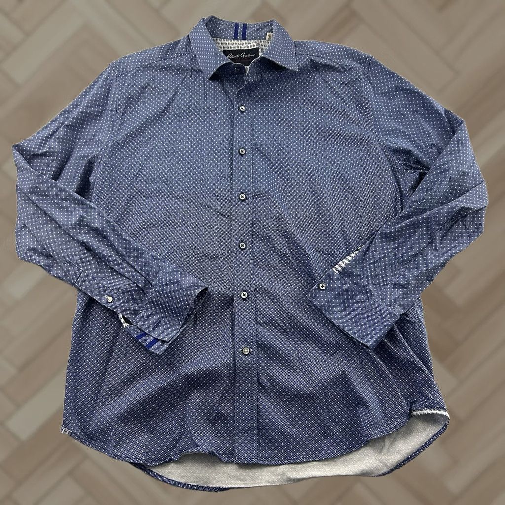 Robert Graham Robert Graham Button-Up Shirt Polka Dot Long Sleeve Blue XL Mens Size US XL / EU 56 / 4 - 1 Thumbnail