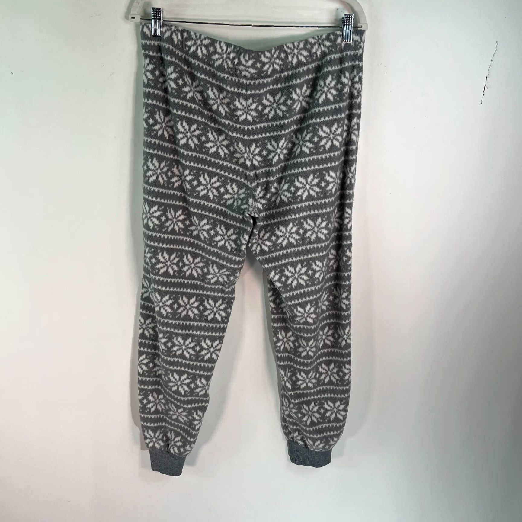 Vintage Snowflake Fleece Henley Top Tapered Leg Gray Pajama Set Size L Womens Size L / US 10 / IT 46 - 4 Thumbnail