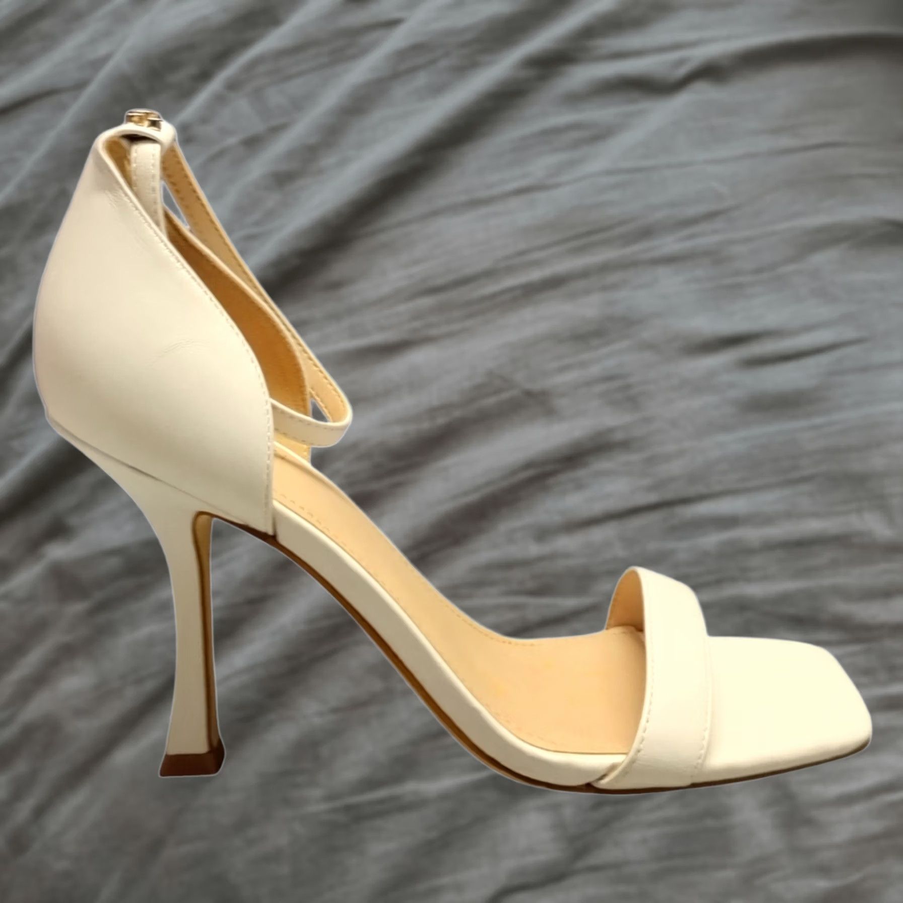Guess GUESS Pump Womens White Gwyael Kitten Heels Size Leather Ankle Strap Open Toe Size US 8 / IT 38 - 1 Thumbnail