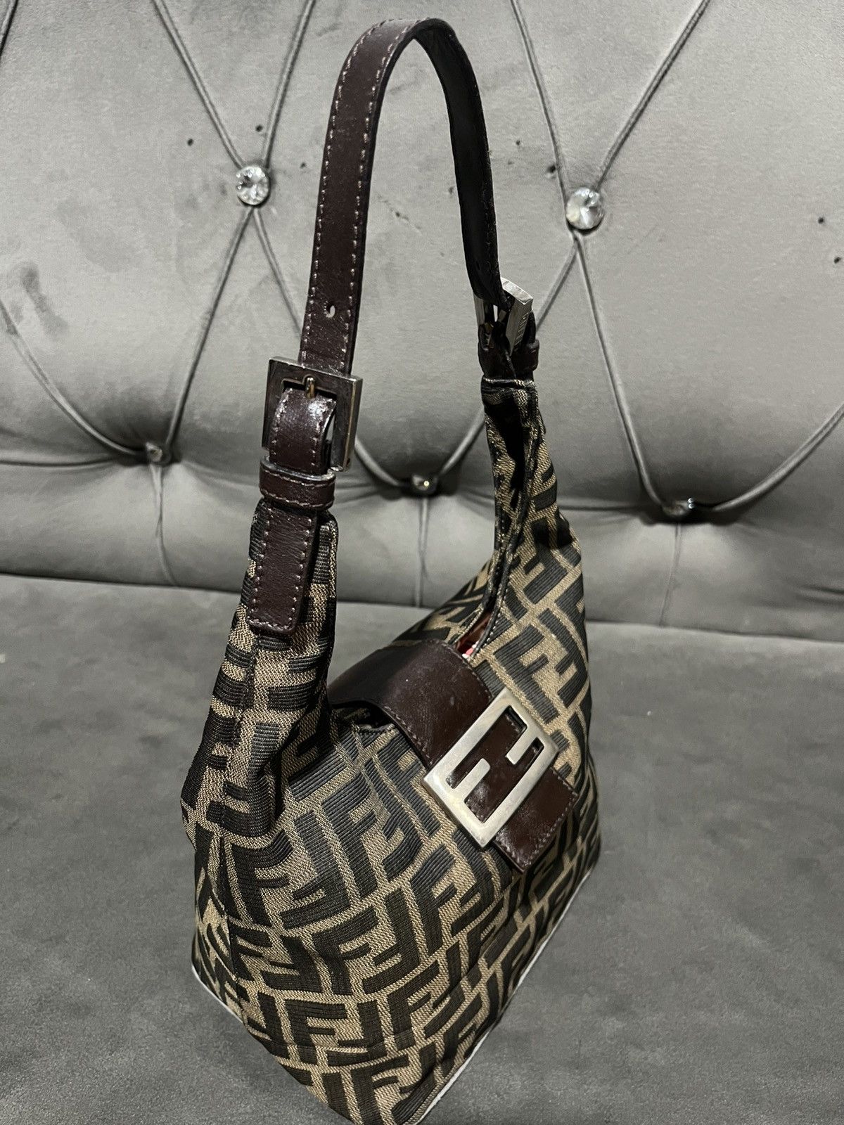 Fendi Authentic FENDI Tobacco Zucca Canvas Mia Hobo Bag Size ONE SIZE - 5 Thumbnail