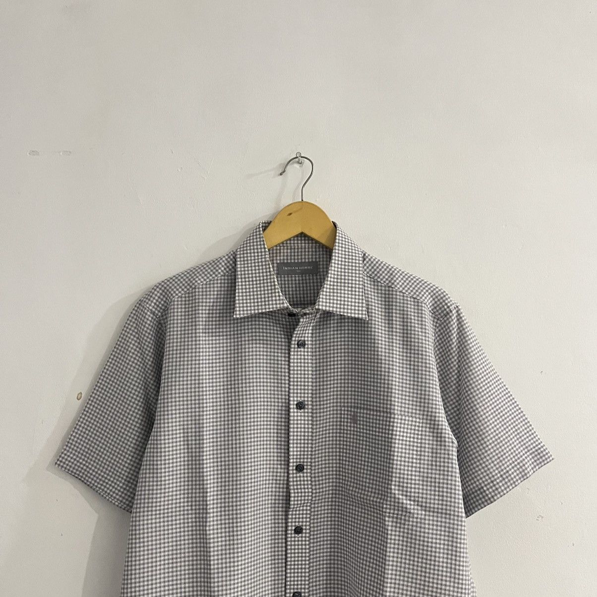 Issey Miyake Indian Homme - Gingham Gray Ss Button Up Shirt Size US L / EU 52-54 / 3 - 2 Thumbnail