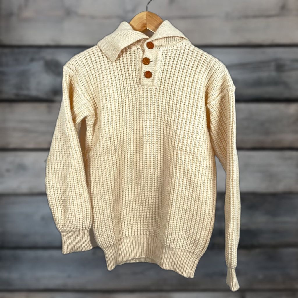Vintage VINTAGE Atlantis Sweater Mens Medium Ivory Wool Collared Heavyweight Knit 80s Preppy Pullover? Size US M / EU 48-50 / 2 - 1 Thumbnail
