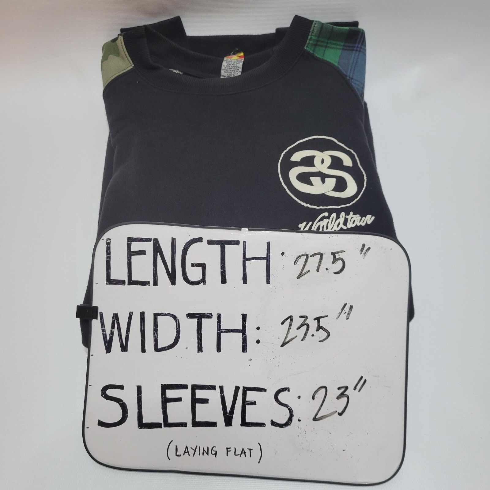 Vintage VINTAGE STUSSY WORLD TOUR 89 BLACK CAMO PLAID SWEATSHIRT L Size US L / EU 52-54 / 3 - 12 Thumbnail