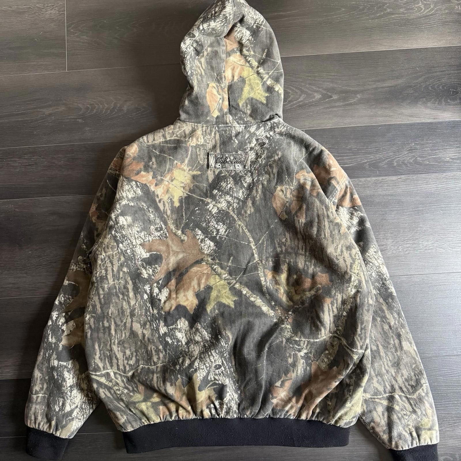 Cabelas Cabelas Men’s XL Camo Jacket Quilt Lined Full Zip Hood Size ONE SIZE - 3 Thumbnail