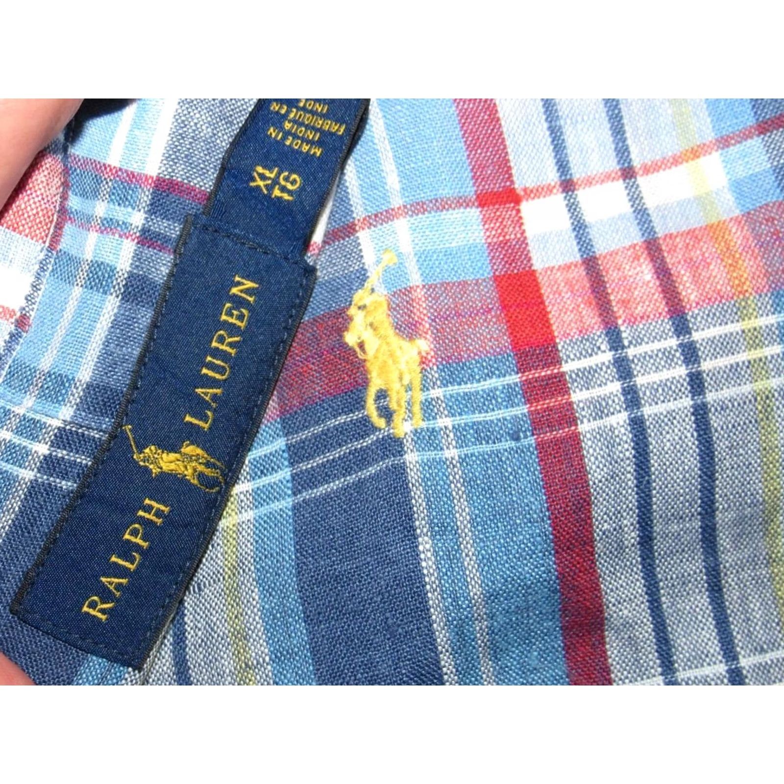 Ralph Lauren Polo RALPH LAUREN Blue Red Plaid Linen Short Sleeve Button Down Shirt XL Men Size US XL / EU 56 / 4 - 3 Thumbnail