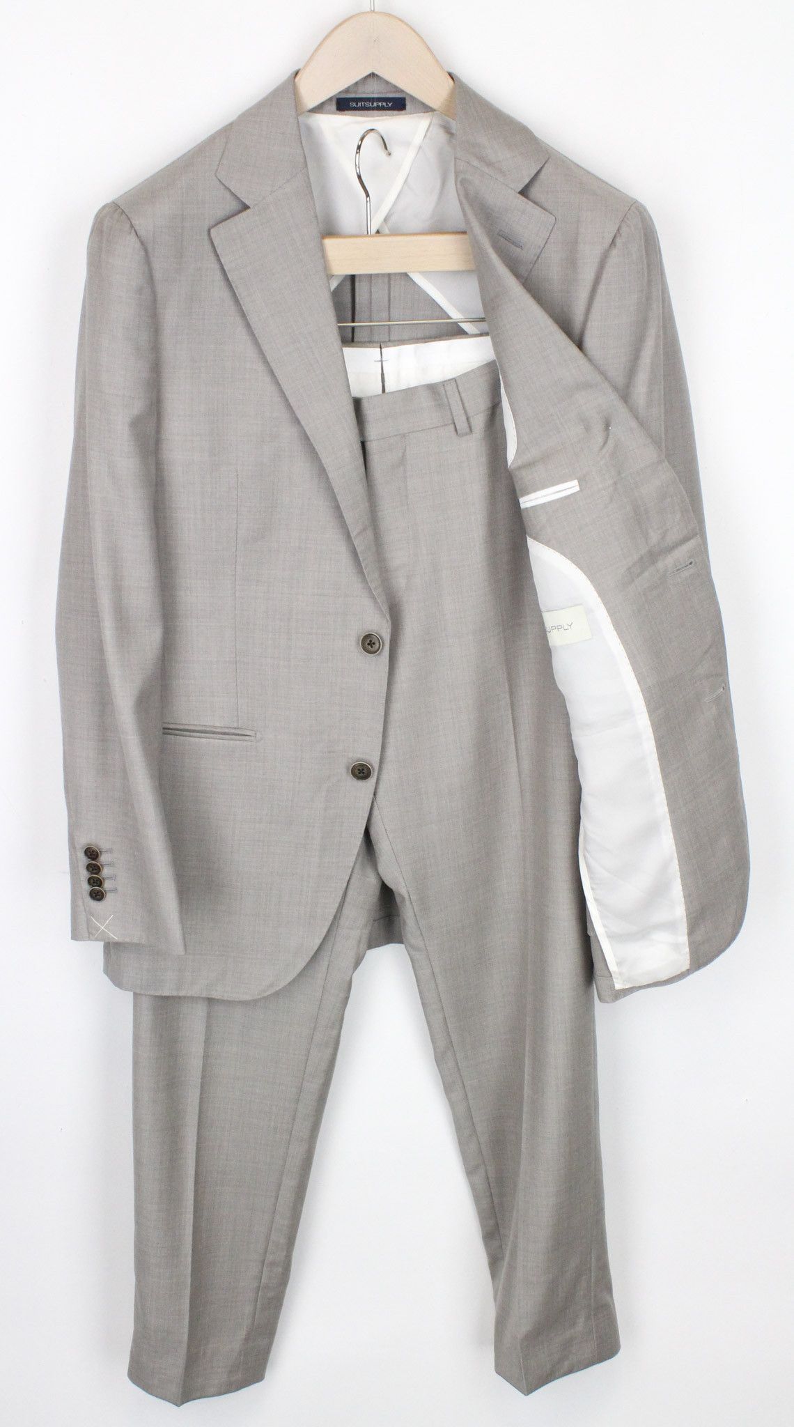 image of Suitsupply La Spalla Uk38R Melange Brown Slim Wool Suit 71130, Men's