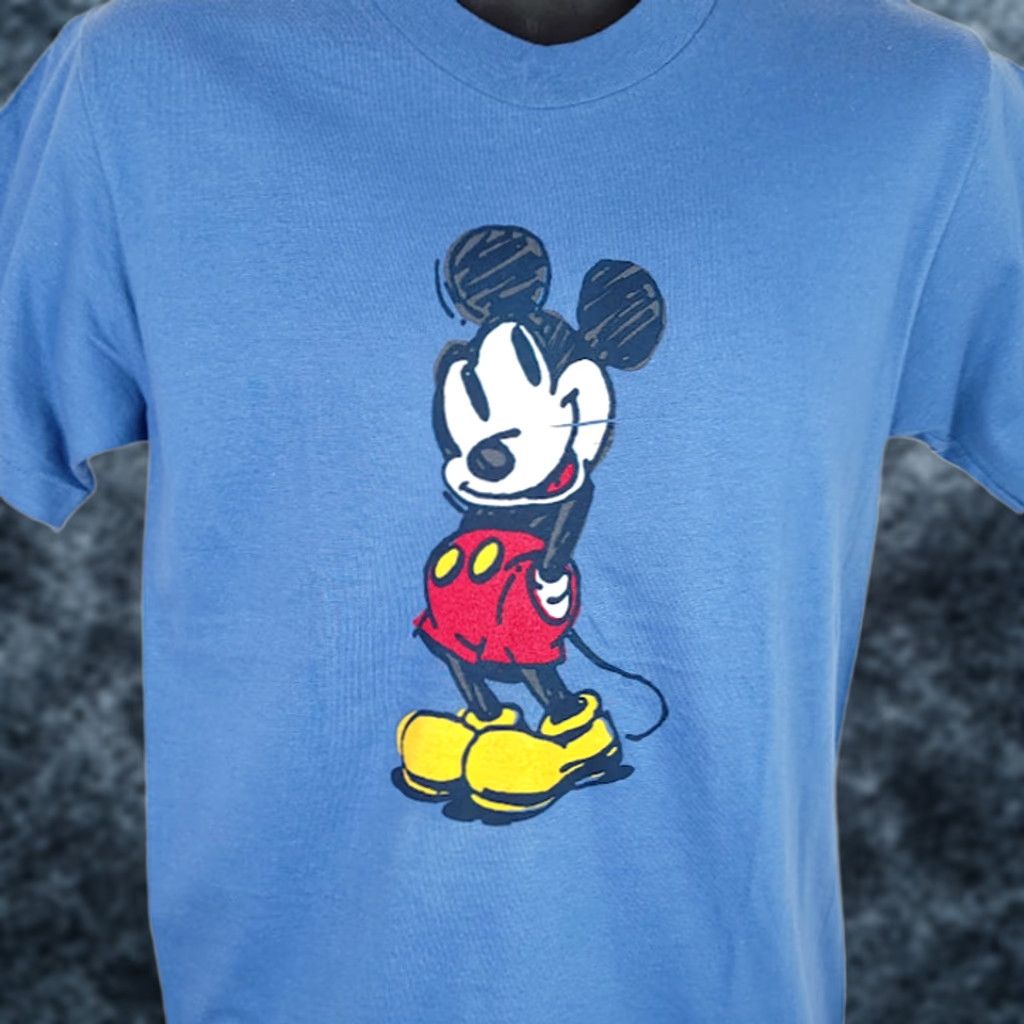 Disney VINTAGE Disney Mickey Mouse T Shirt Mens Small 90s Disney Store Tag Made In USA Blue Cotton Crew Neck Short Sleeve Fun Theme Womens/Mens Size US S / EU 44-46 / 1 - 1 Thumbnail