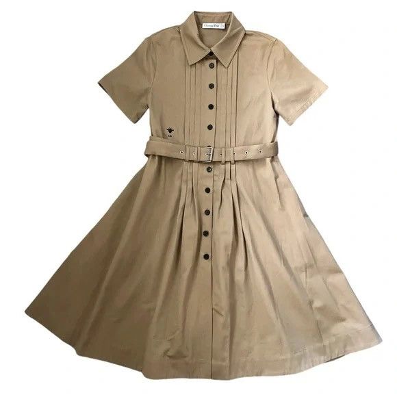 Dior Dior Belted Cotton Trench Coat Midi Dress in Tan SZ 6 NWOT Size S / US 4 / IT 40 - 3 Thumbnail