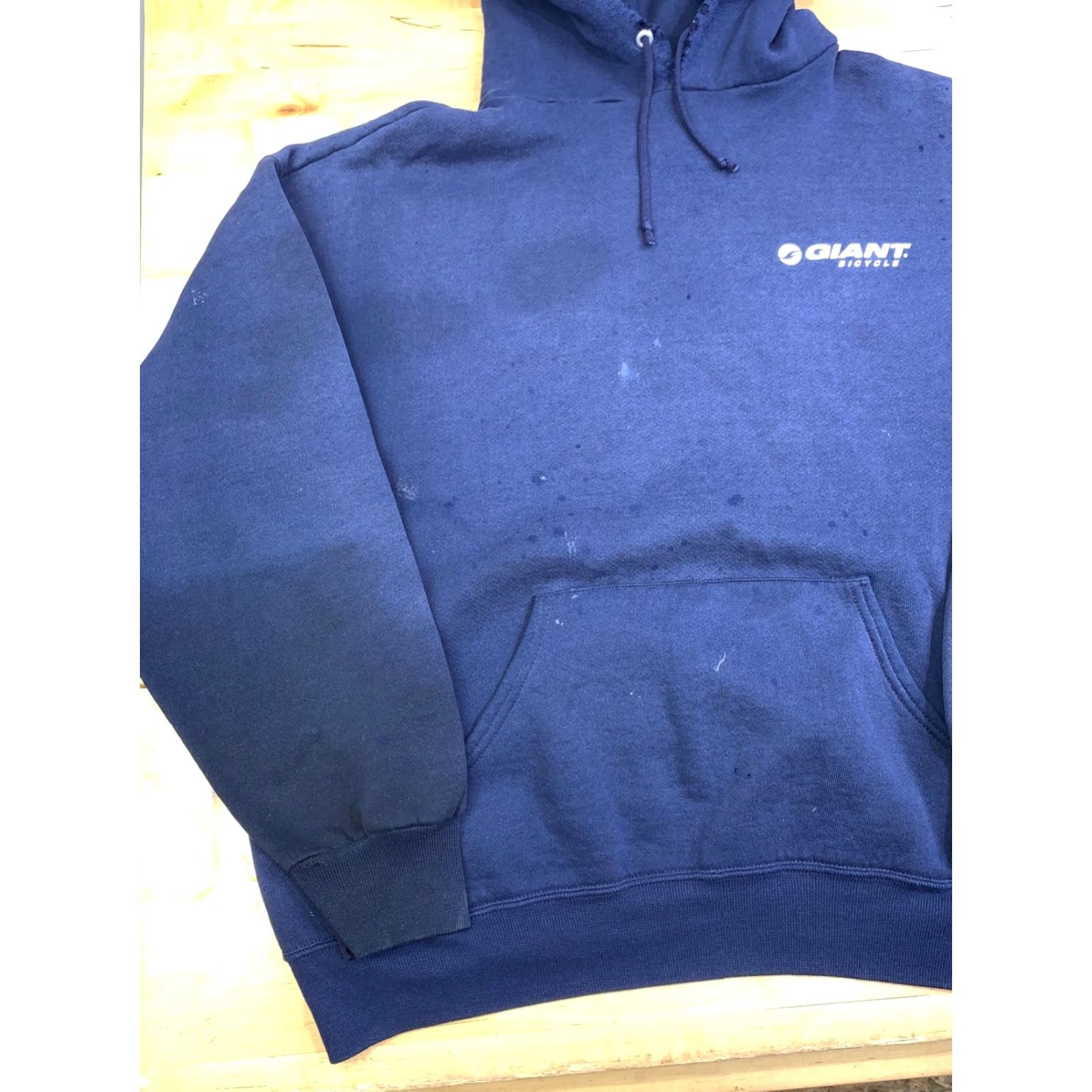 Jerzees VINTAGE Giant Bicycle Hoodie Men XL USA 90s Blue Distress Pullover 12898 Size US XL / EU 56 / 4 - 4 Thumbnail