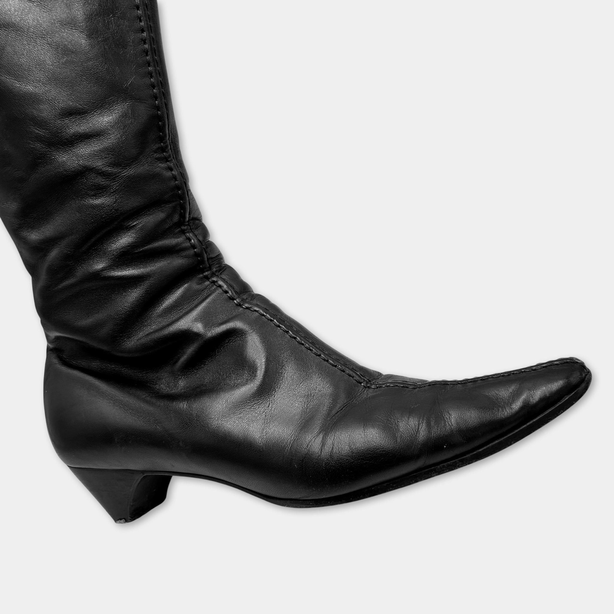 Prada Prada Strap Heel Black Boots Size US 6.5 / IT 36.5 - 2 Thumbnail