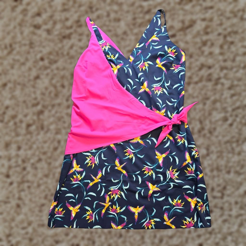 Vintage Coolibar Dress Womens Large Blue Birds Tropical Vizcaya Aloha Lightweight UPF Dress Ladies Size L / US 10 / IT 46 - 1 Thumbnail