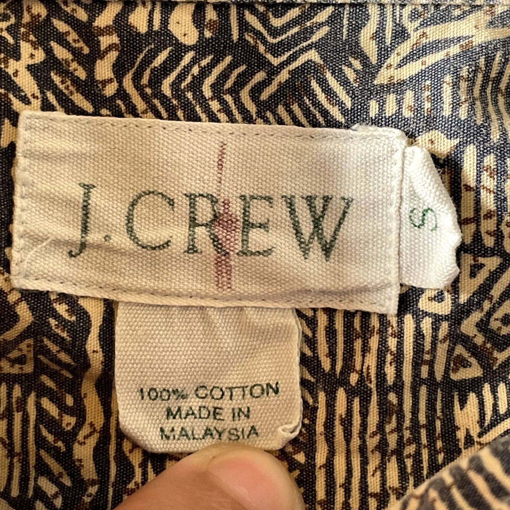 J.Crew J.Crew Shirt Men Small Blue Beige Geometric Print Button-Up Short Sleeve Oarsman Size US S / EU 44-46 / 1 - 2 Thumbnail