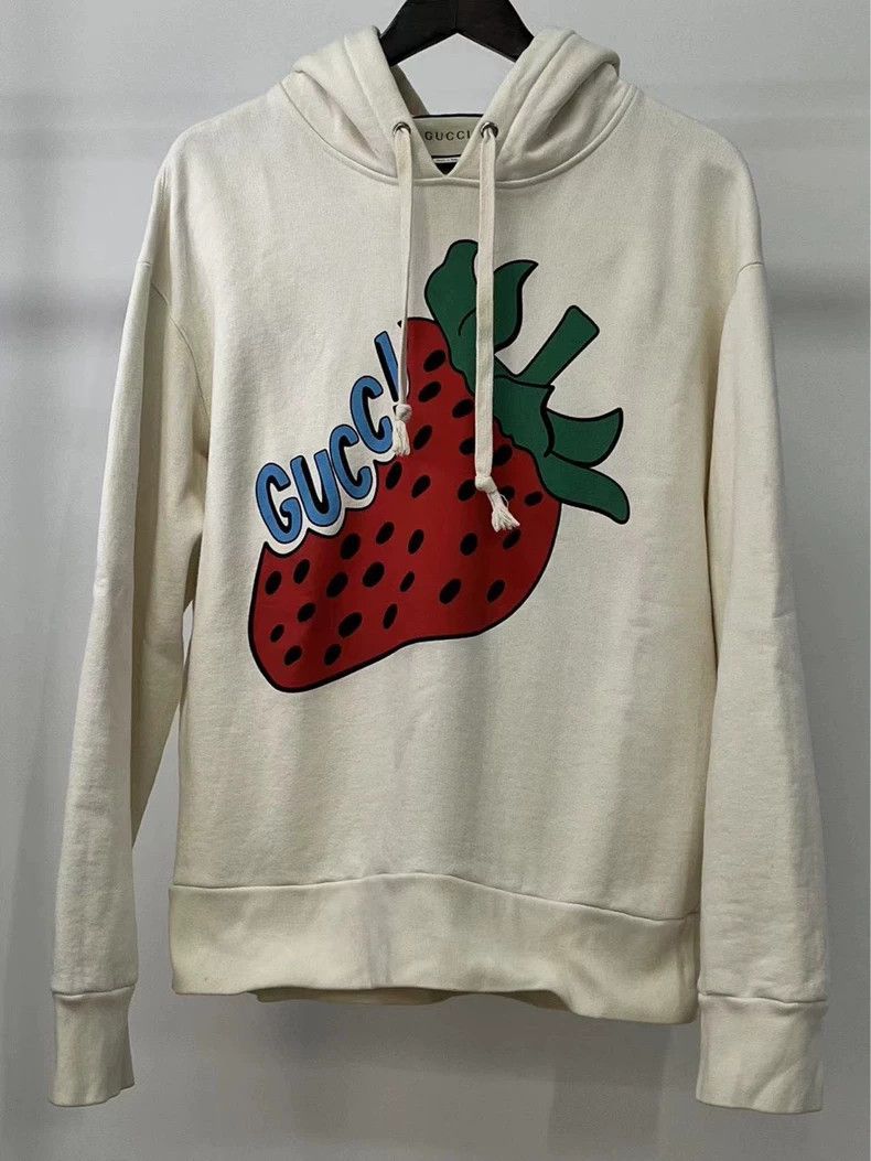 Gucci Gucci Strawberry Print Hoodie Sweatshirt Medium- DMC Size US M / EU 48-50 / 2 - 1 Thumbnail