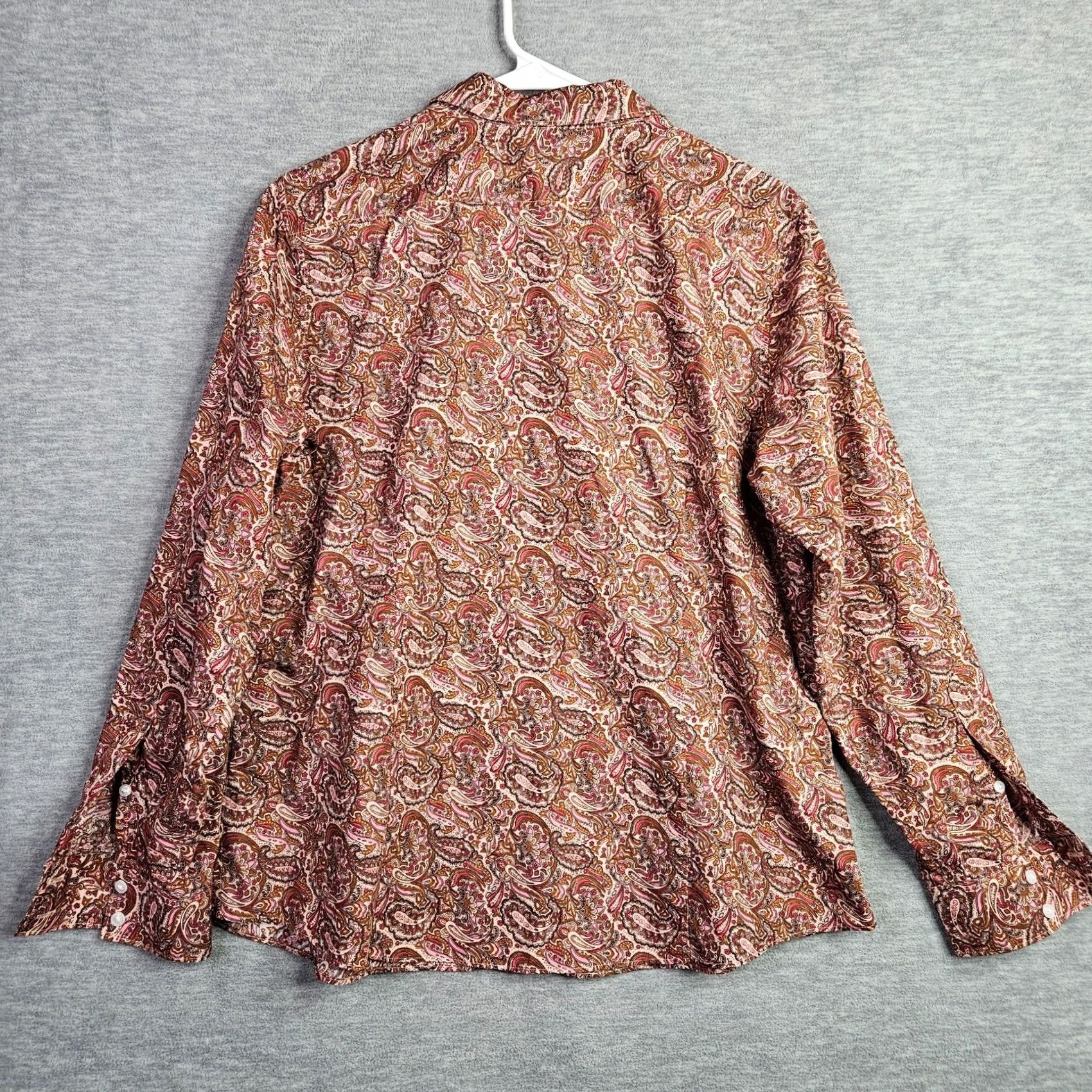 Lands' End Lands’ End Women’s Pink Paisley No Iron Supima Cotton Button Up Shirt Size 16P Size XXL / US 16-18 / IT 52-54 - 2 Thumbnail