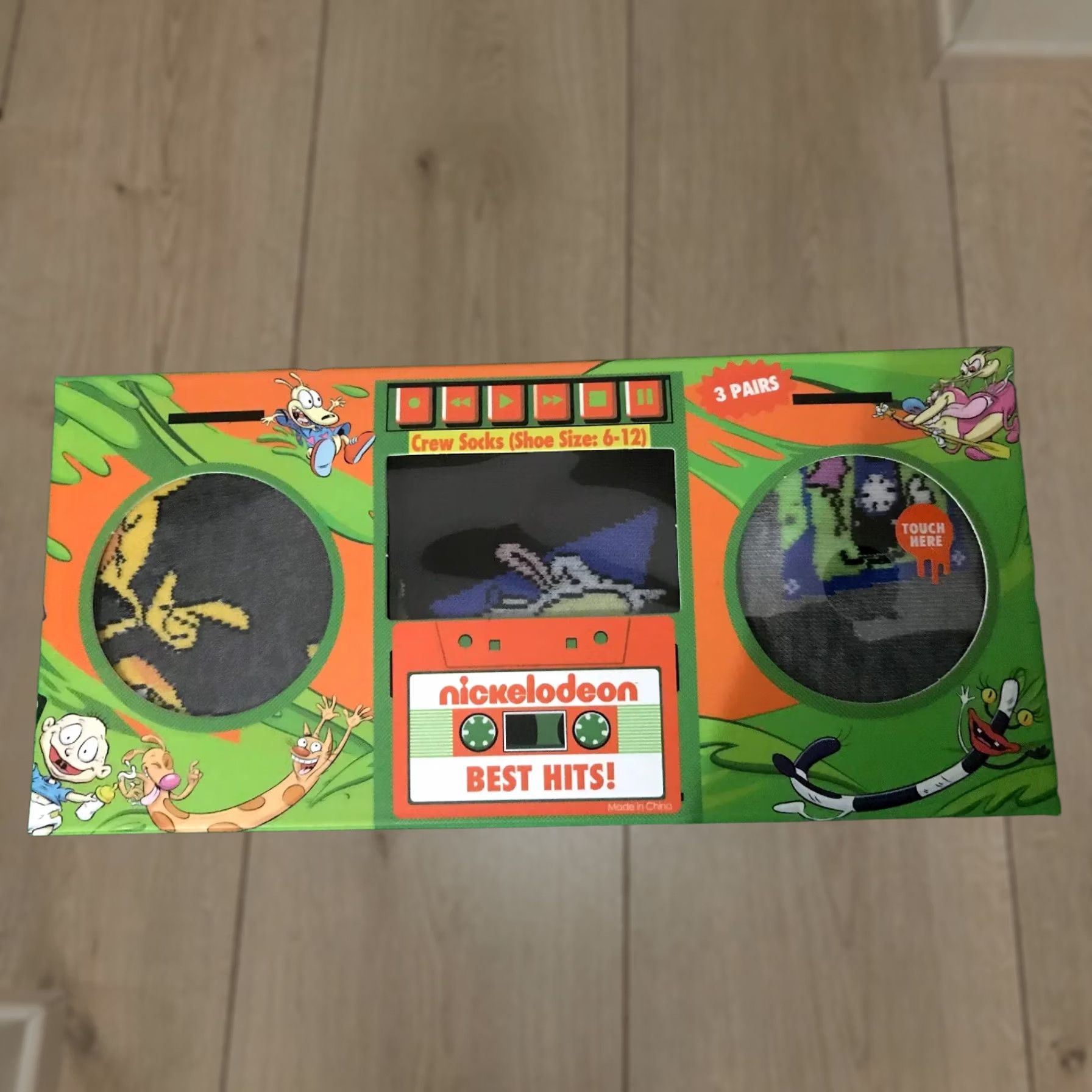 Nickelodeon NICKELODEON Best Hits Socks BoomBox Set 3 Pairs Crew Socks Men 6-12 Multicolor Polyester Size ONE SIZE - 1 Thumbnail