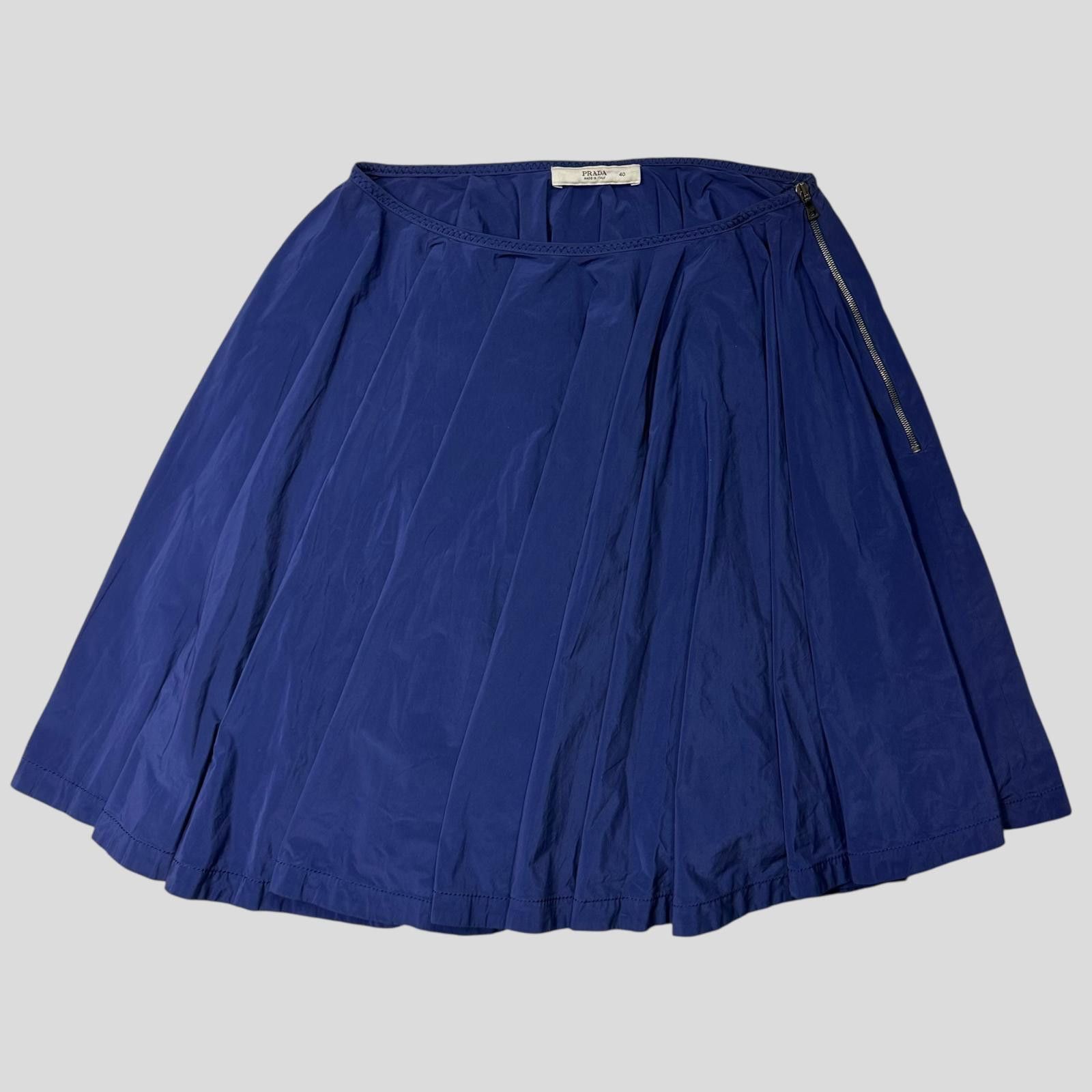 Prada Prada 2006 Blue Nylon Shimmer Pleated Zip Flare Skirt - IT40 Size 27" / US 4 / IT 40 - 1 Thumbnail