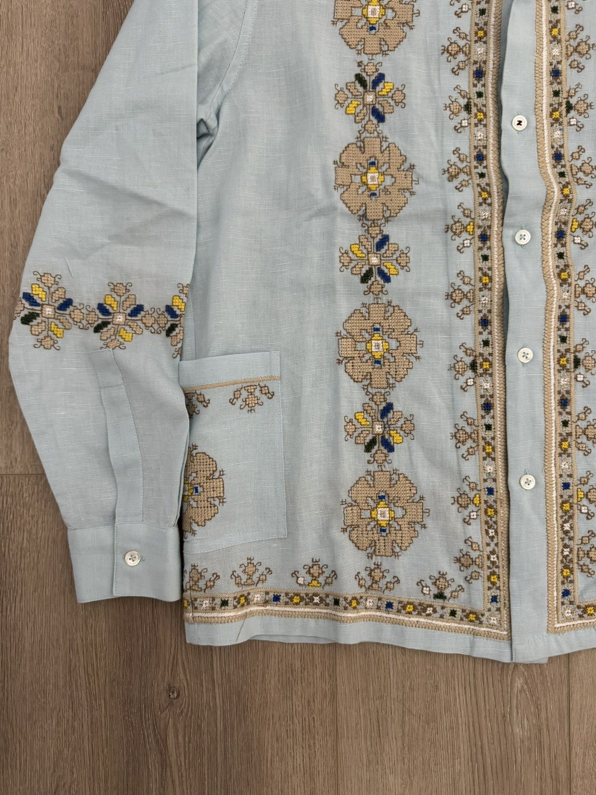 Other Baziszt Roses Embroidered Floral Camp Collar Shirt Size US S / EU 44-46 / 1 - 6 Thumbnail