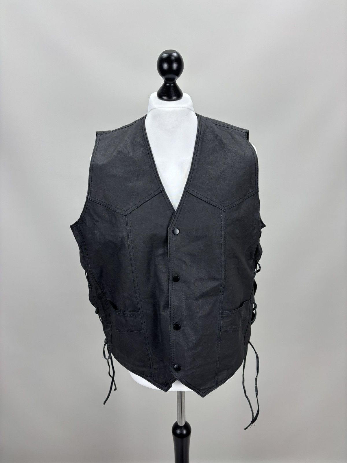 Other Mens leather vest western style HOT Size 54 Color Black Size US L / EU 52-54 / 3 - 1 Thumbnail
