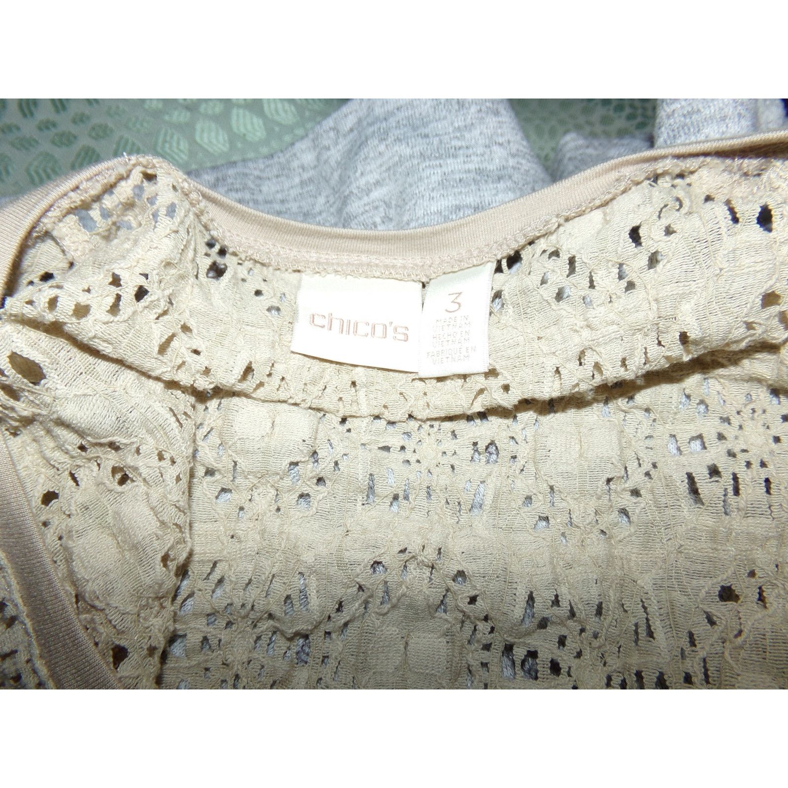 Chicos Chico's open work beige knit top size 3 XL 16 Excellent Size XL / US 12-14 / IT 48-50 - 4 Thumbnail
