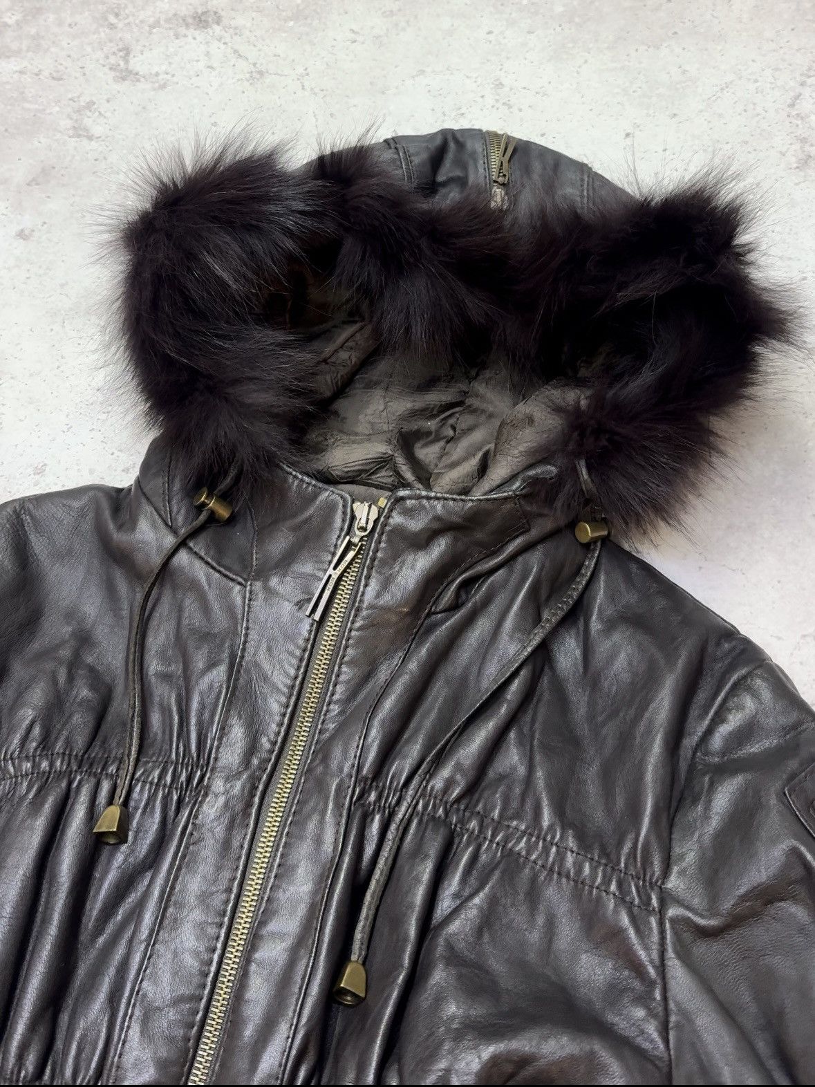 Japanese Brand Vintage Fur Leather/Fur Bandage Double Zip Leather Jacket Size US M / EU 48-50 / 2 - 6 Thumbnail