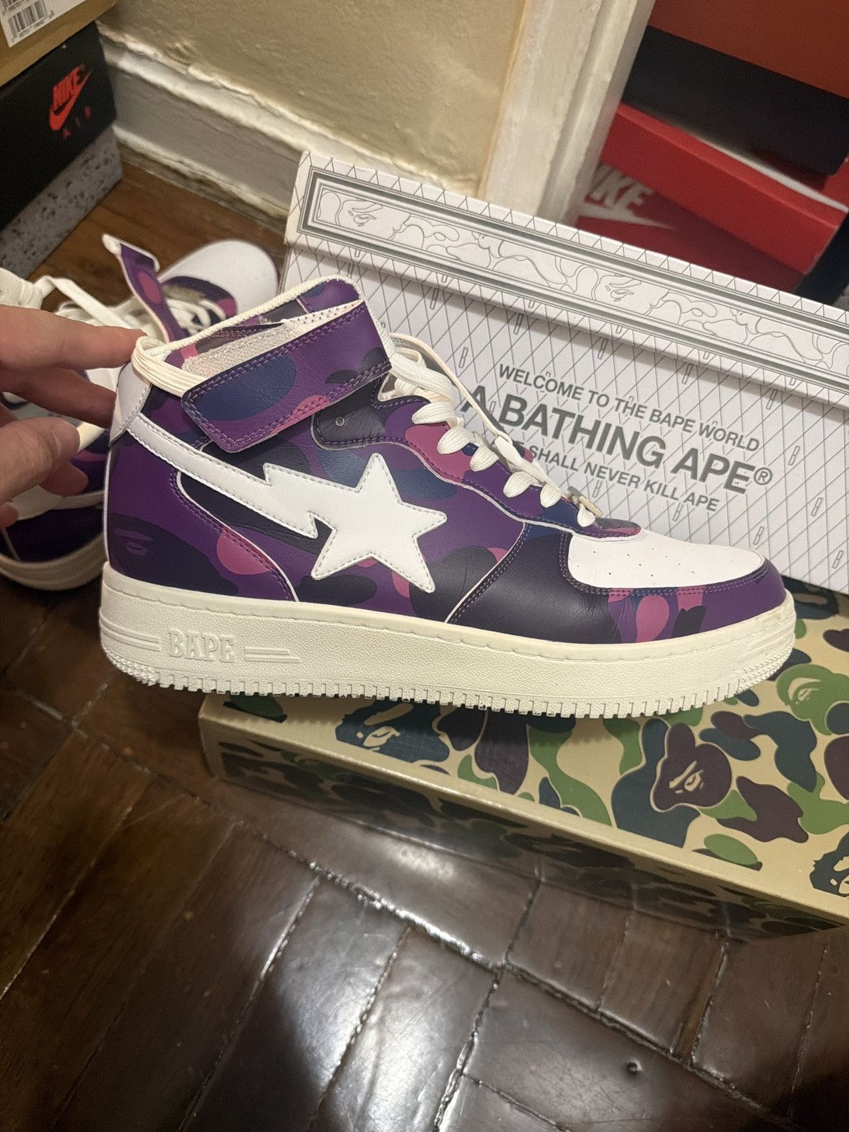 Bape Bape purple camo bapesta Size US 11 / EU 44 - 2 Thumbnail