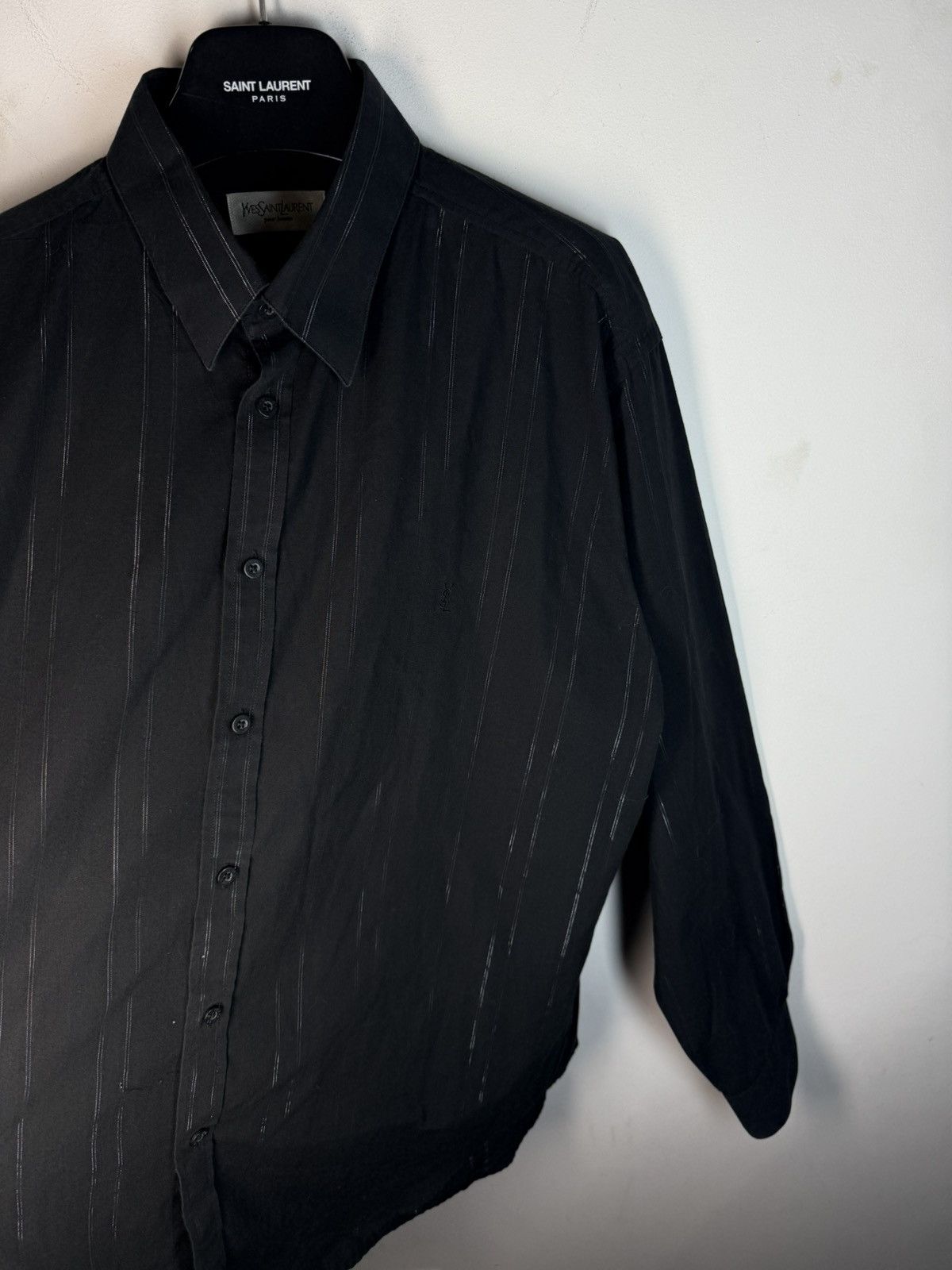 Yves Saint Laurent Black YSL Shirt Shiny Metal Stripes Sparkling Size US XL / EU 56 / 4 - 12 Thumbnail