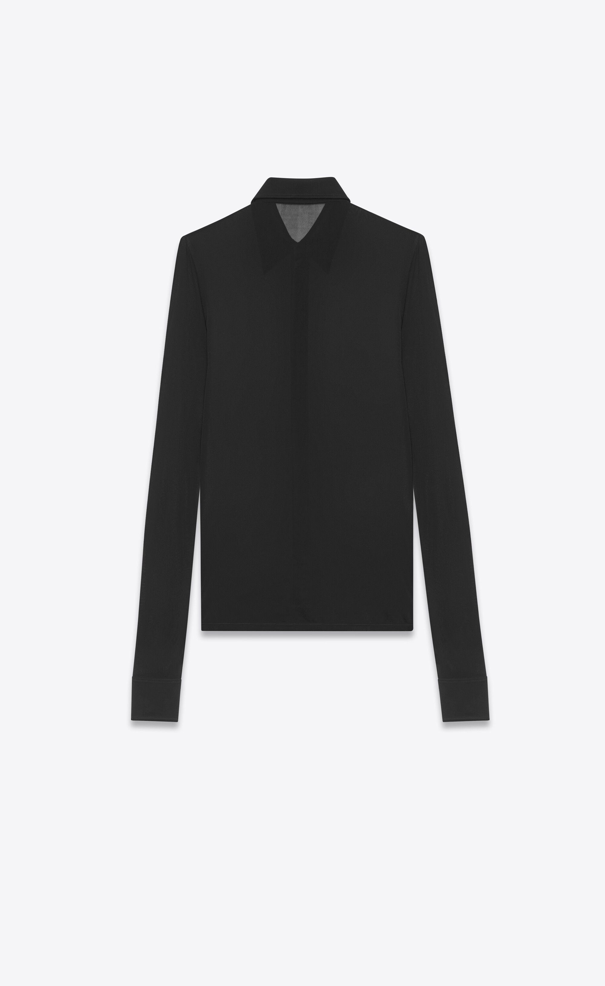 Saint Laurent Paris o1s1wg110625 773498 Shirt in Crepe Jersey in Black Size M / US 6-8 / IT 42-44 - 2 Thumbnail