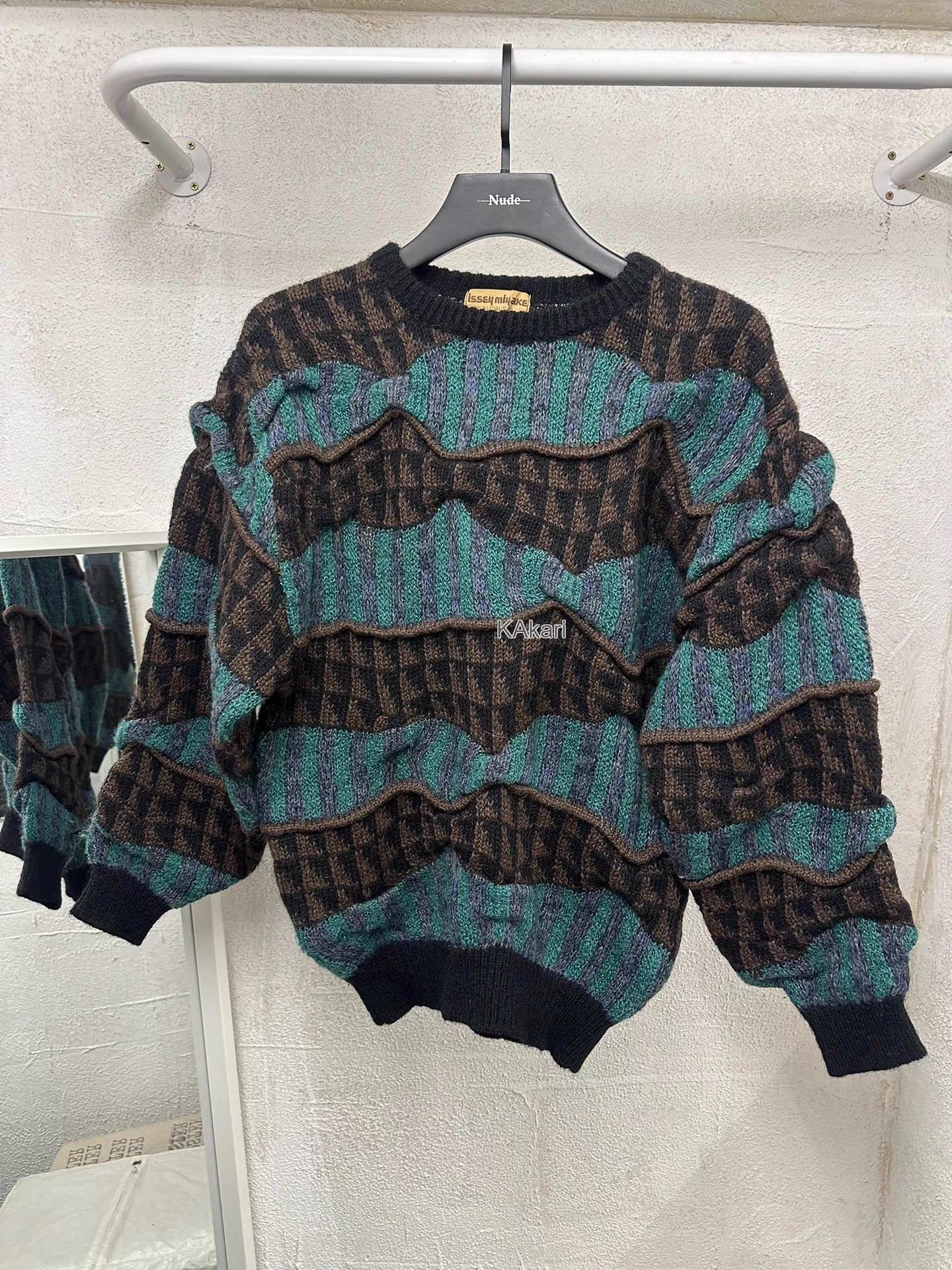 Issey Miyake Blue Patterned Knit Sweater Size L Size US L / EU 52-54 / 3 - 1 Thumbnail