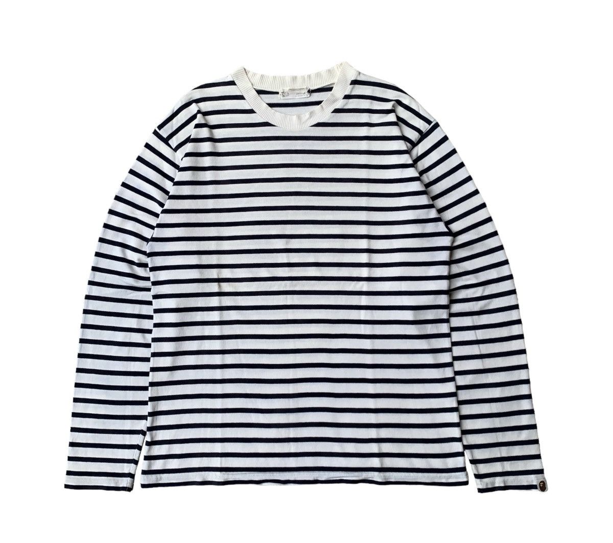 image of Vintage Longsleve Bape Stripe Kurt Cobain Style in Blue Stripe, Men's (Size Large)