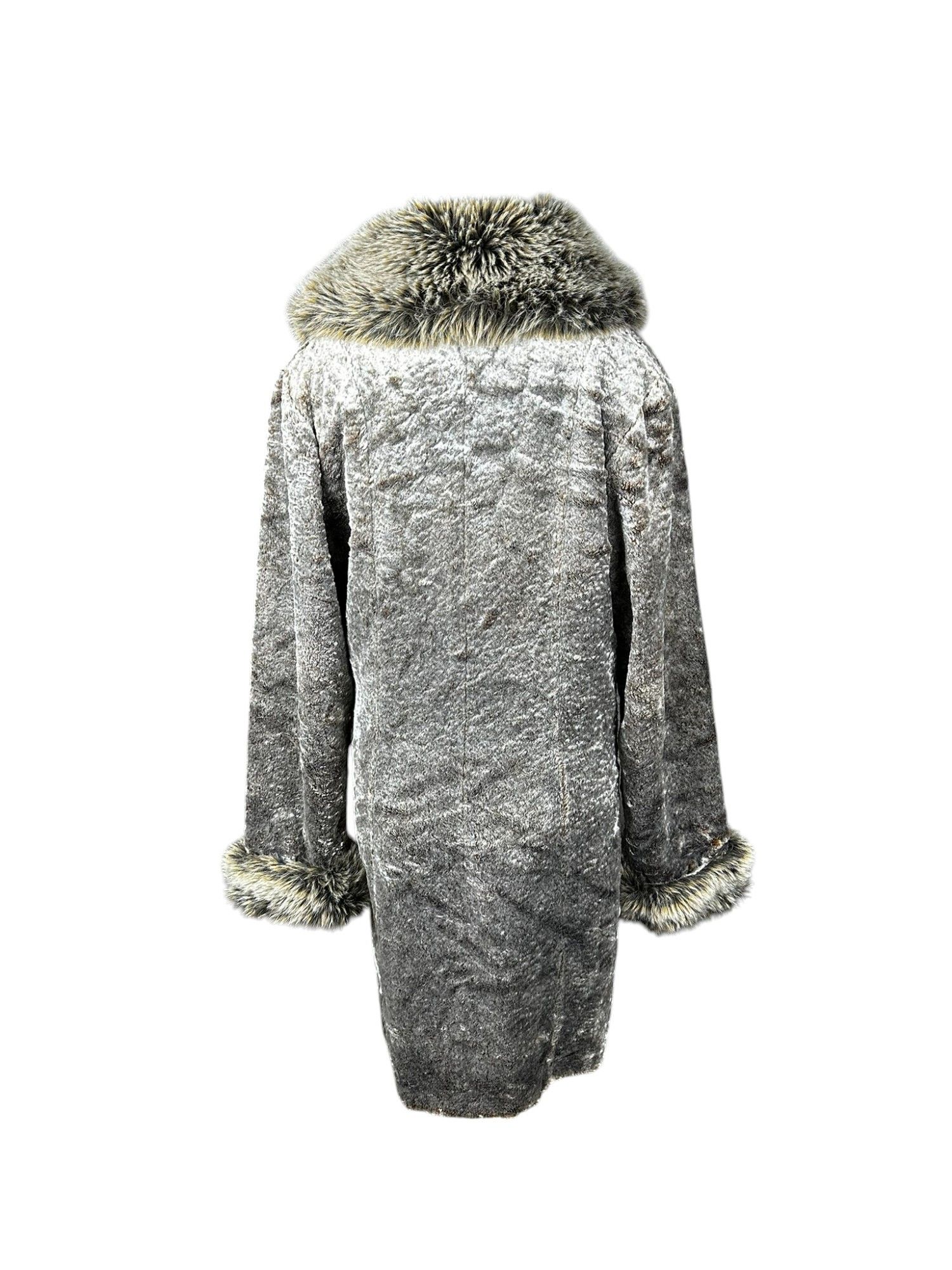 Vintage 90s Vintage Avant Garde Fur Velvet Long Coat Size L / US 10 / IT 46 - 5 Thumbnail