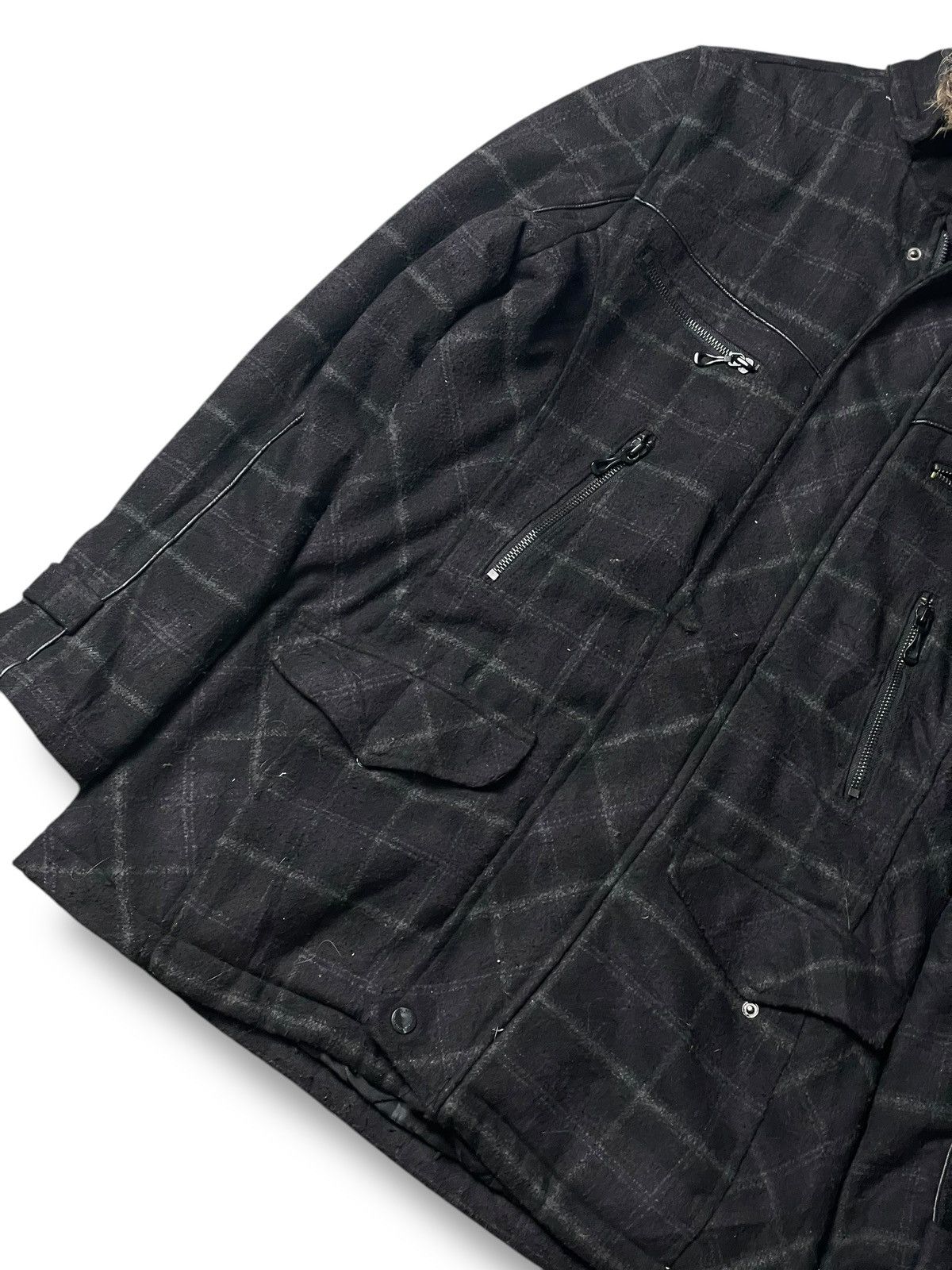 In The Attic × Japanese Brand × Vintage In The Attic Checkered Faux Fur Hooded Coat (107) Size US L / EU 52-54 / 3 - 4 Thumbnail