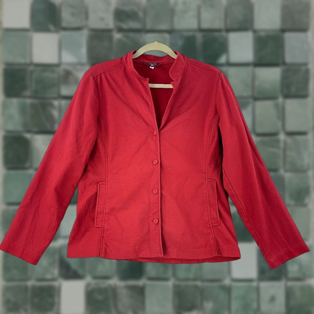 Eileen Fisher Eileen Fisher Red Button Front Jacket Womens Long Sleeve Cotton Regular Size M Size M / US 6-8 / IT 42-44 - 1 Thumbnail