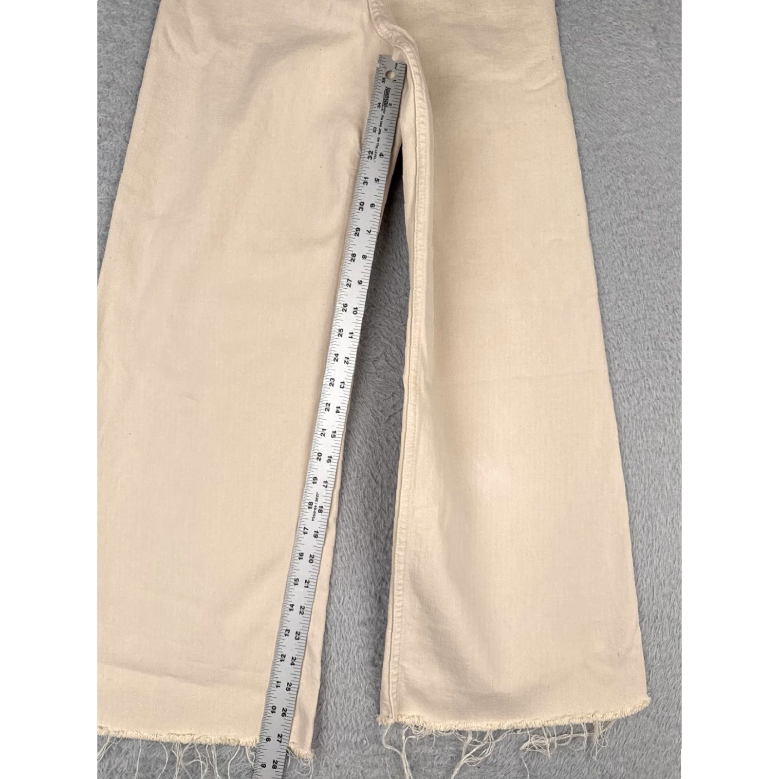 Vintage VINTAGE Womens Jeans Wide-Leg Crop Beige Denim High Rise 25x27 5-Pocket Zipper Embroidered Button Cotton 25 Regular Womens Size 42" / US 20 - 7 Thumbnail