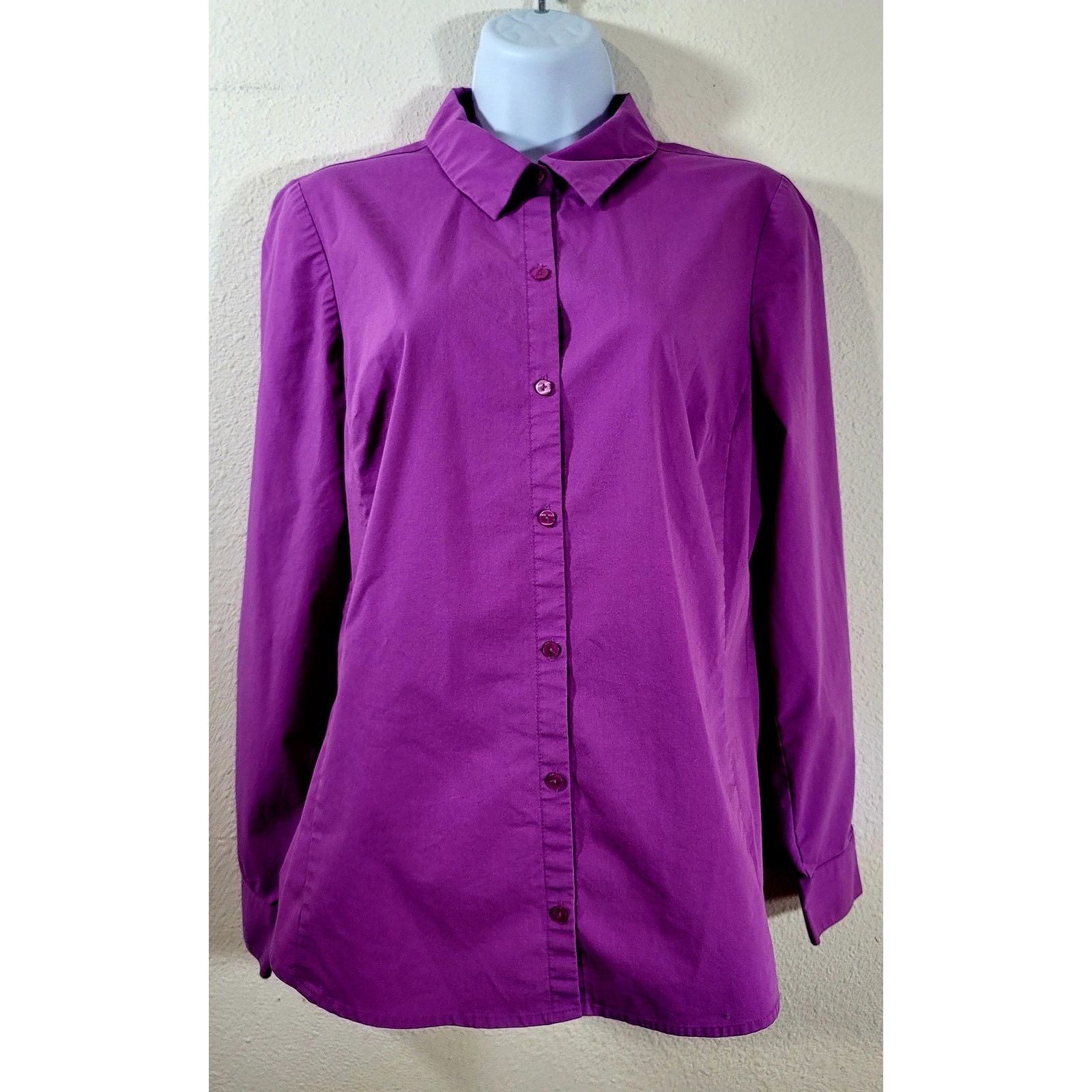 Other Worthington Purple Button Up Pointed Collar Top 10 Size L / US 10 / IT 46 - 1 Thumbnail