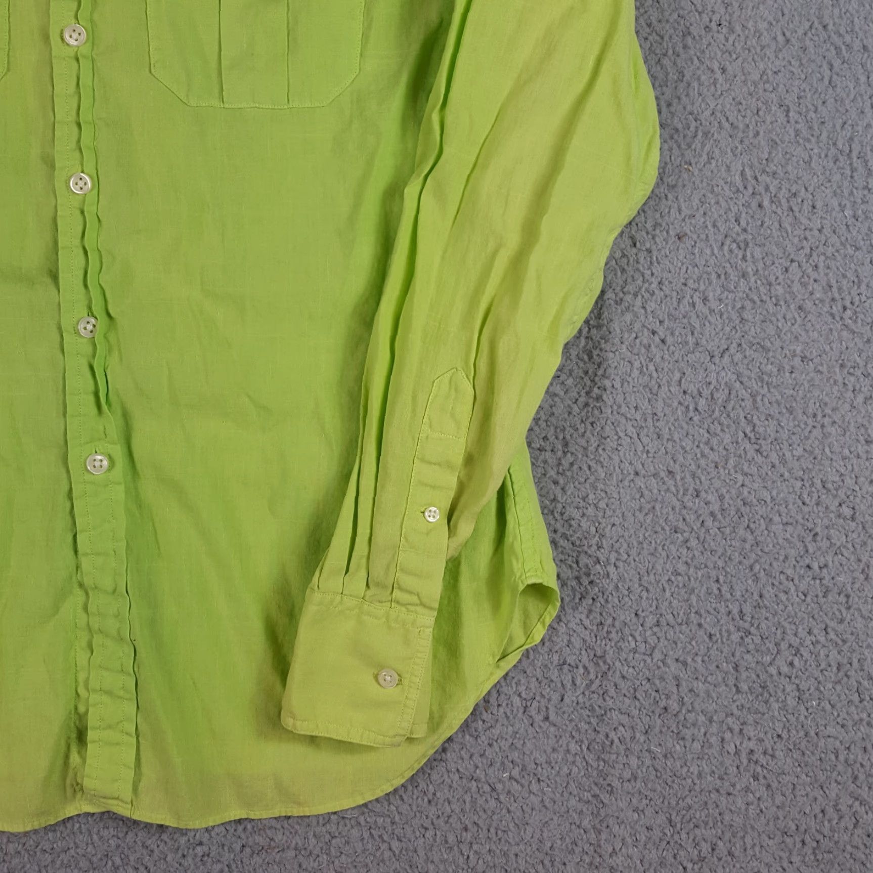 Ralph Lauren VINTAGE Ralph Lauren Button-Up Shirt Shirt Adult XS Lime Green Linen Blend 90s Military Prep USA Men Size US XS / EU 42 / 0 - 3 Thumbnail