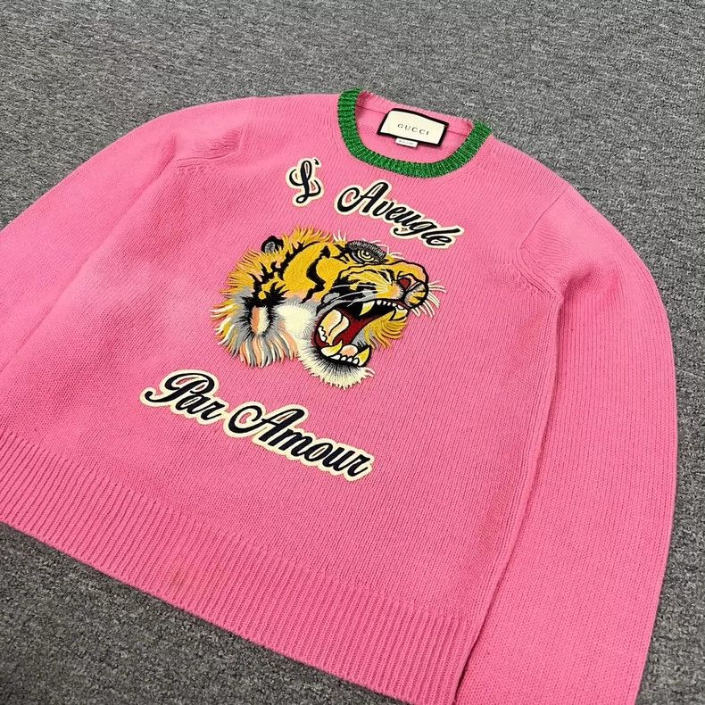 Gucci Gucci Pink tiger embroidery knitted sweater 2502-Nextarrow Size US S / EU 44-46 / 1 - 3 Thumbnail