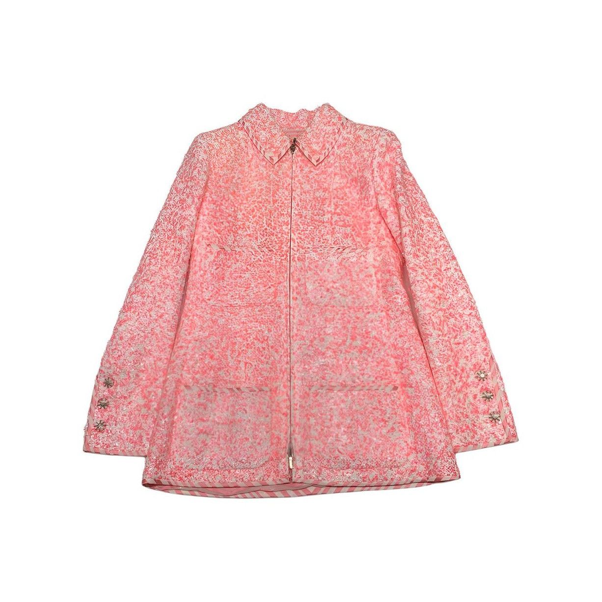 Chanel Chanel Pink Textured Zip Jacket Size 34 Size XS / US 0-2 / IT 36-38 - 1 Thumbnail