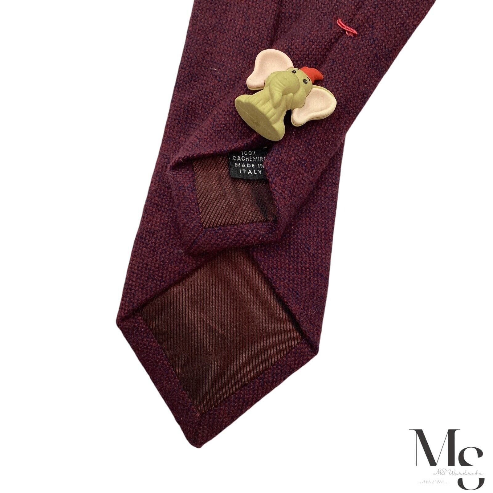 Isaia ISAIA NAPOLI Solid Burgundy Cashmere Tie Made In Italy W: 3" Size ONE SIZE - 5 Thumbnail