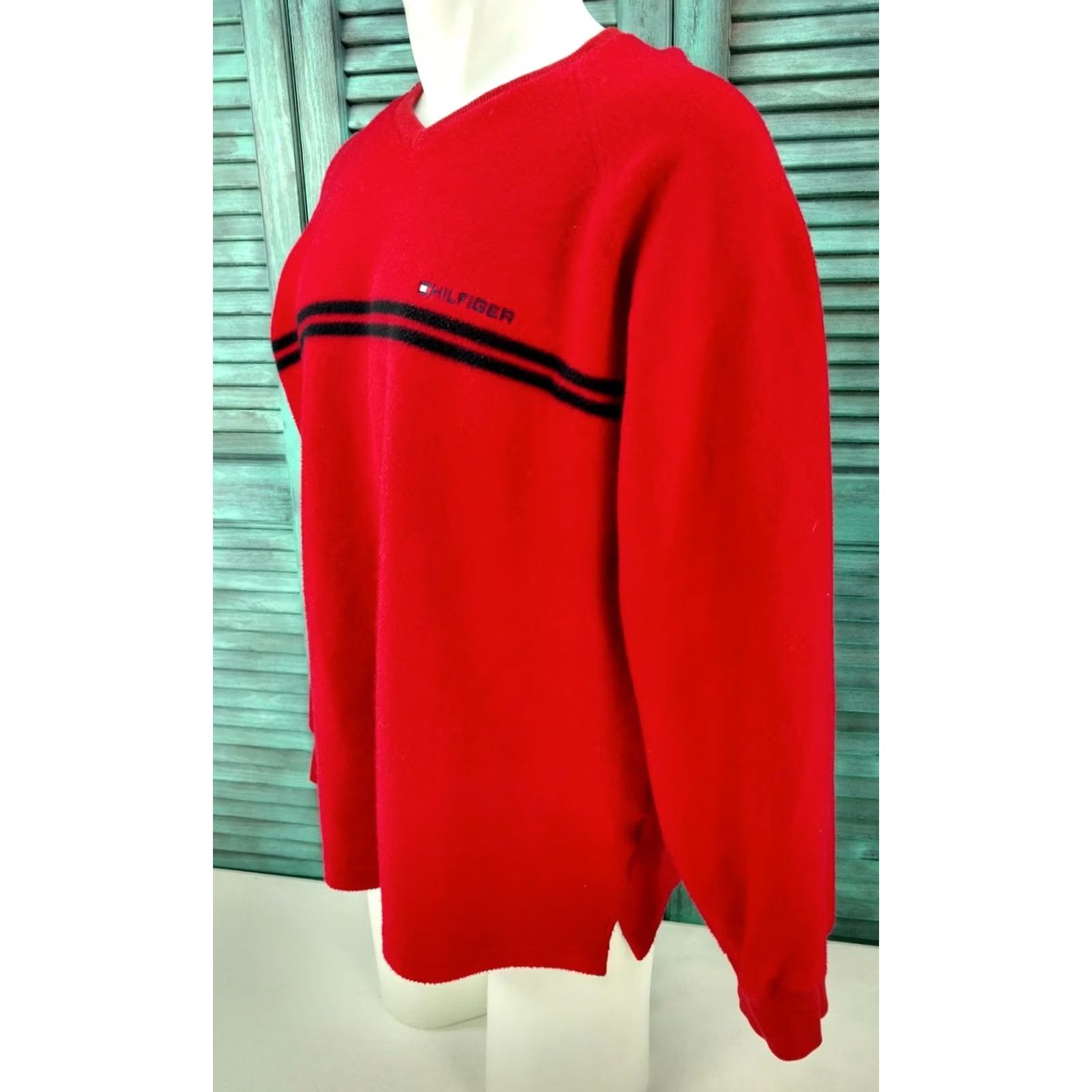 Tommy Hilfiger VINTAGE Tommy Hilfiger Flag Pullover Fleece Sweatshirt Red XL Mens Crewneck Sweatshirt Size US XL / EU 56 / 4 - 2 Thumbnail